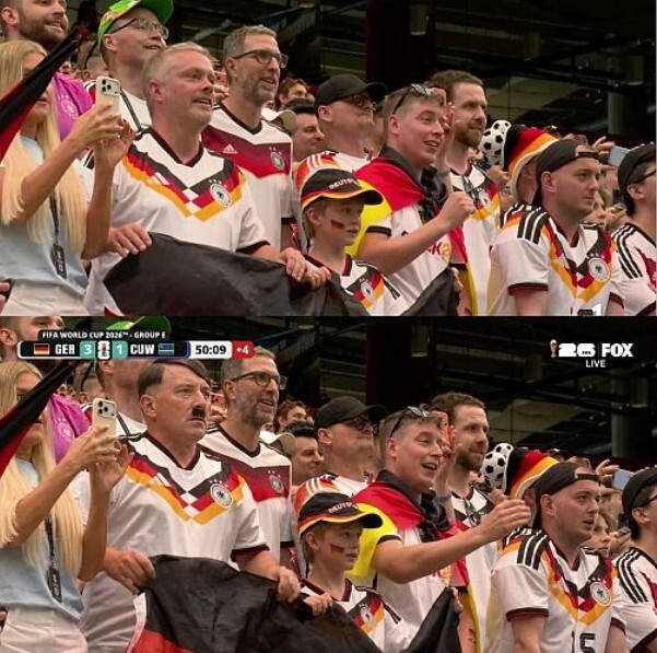 Real and edited image of the Germany-Curaçao match