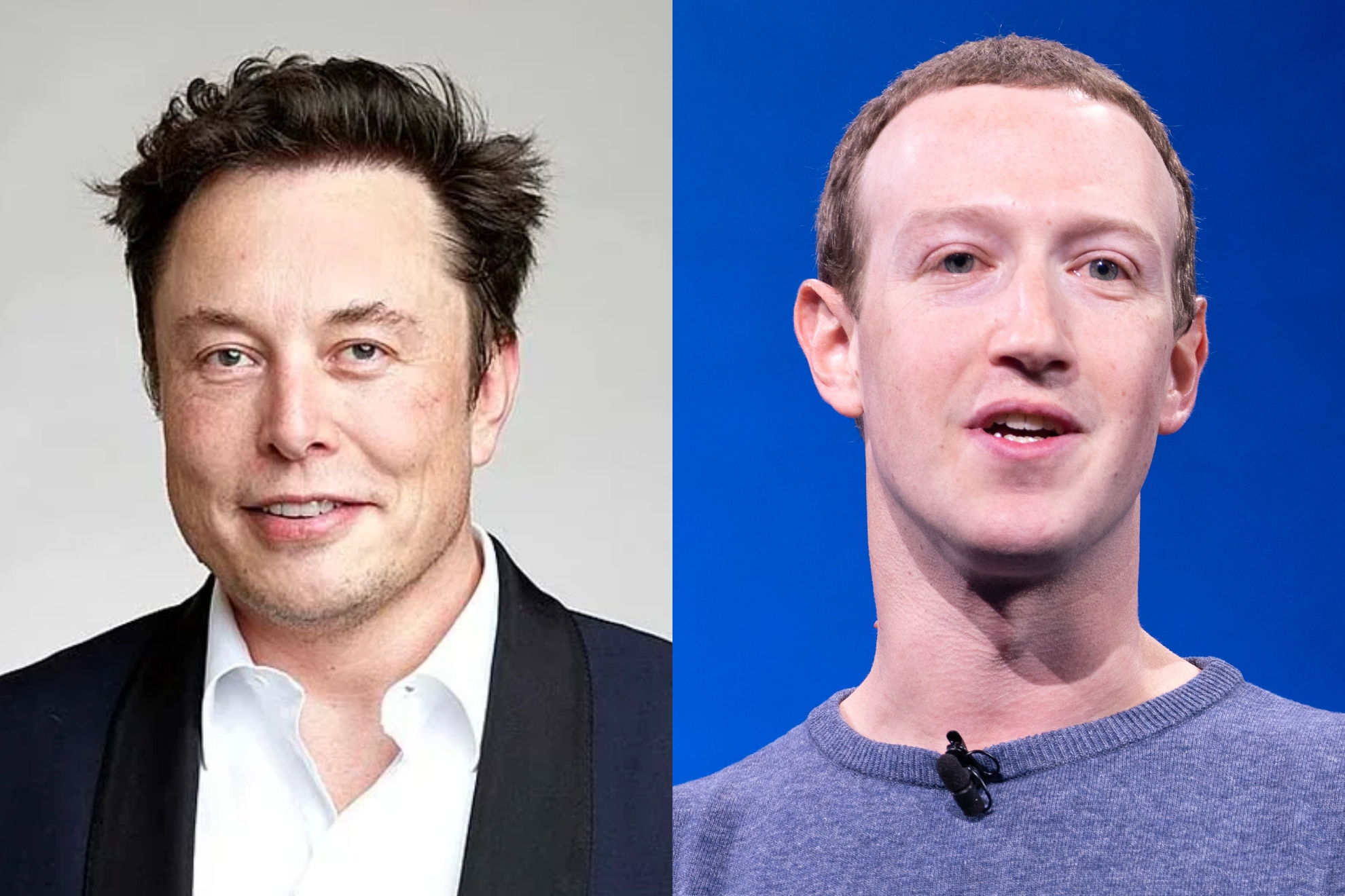 Photo montage of Elon Musk and Mark Zuckerberg.