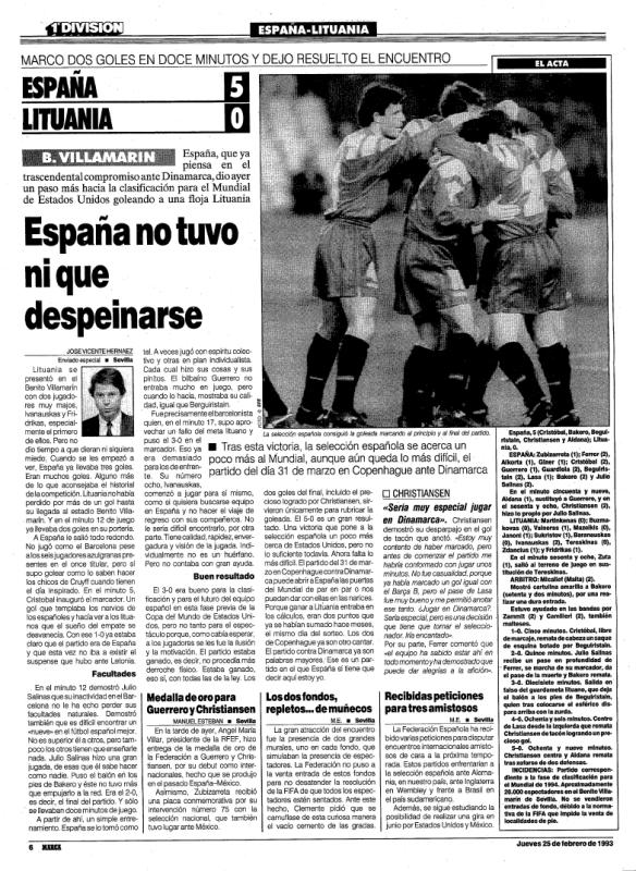 The chronicle of Spain-Lithuania with a goal from Christiansen.