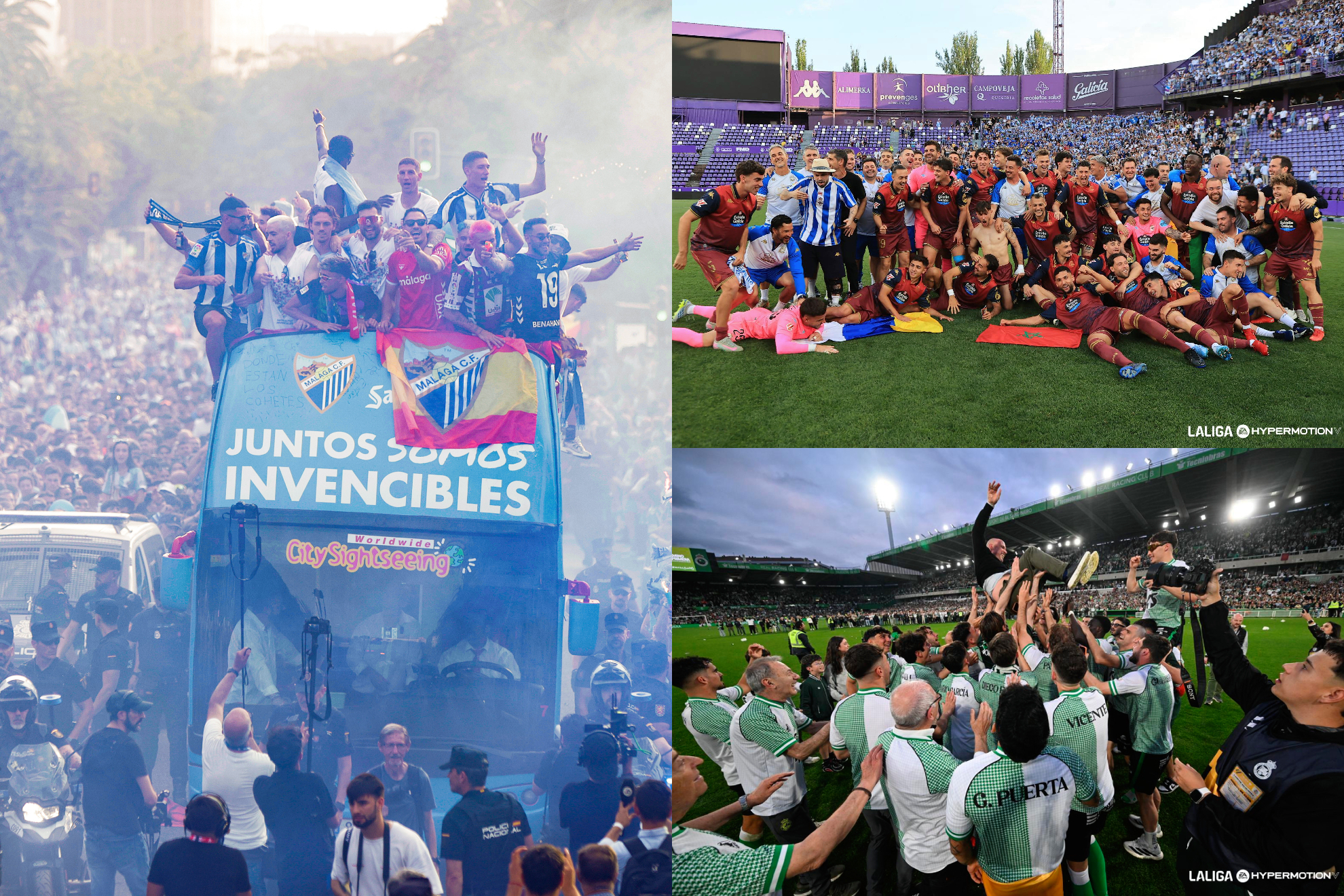 Racing, Dépor y Málaga regresan a Primera.