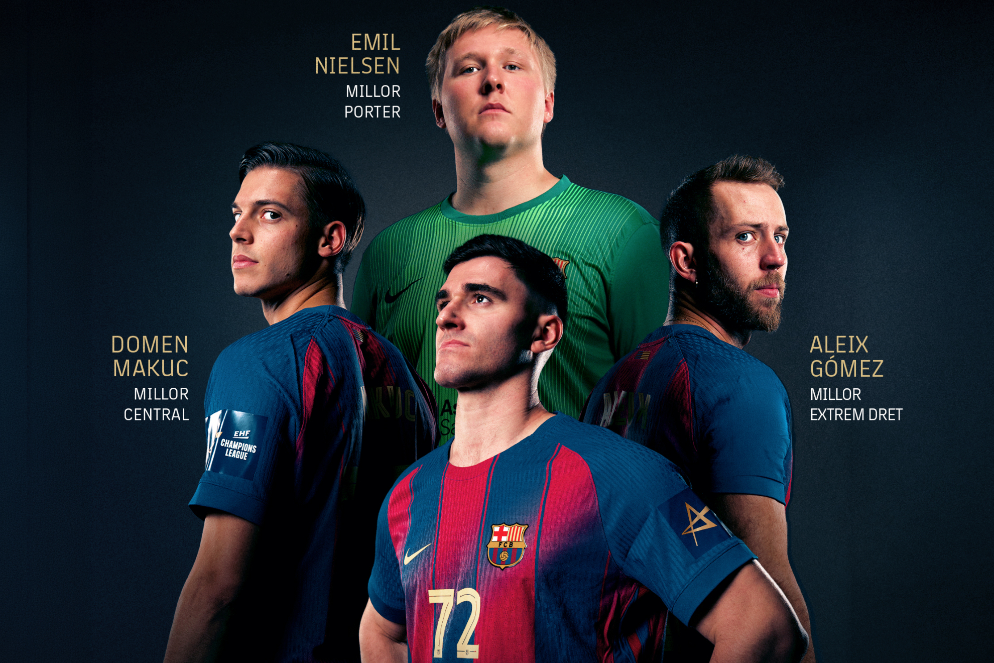 Los cuatro jugadores azulgranas, en el siete ideal de los 'Excellence Awards'. @FCBhandbol