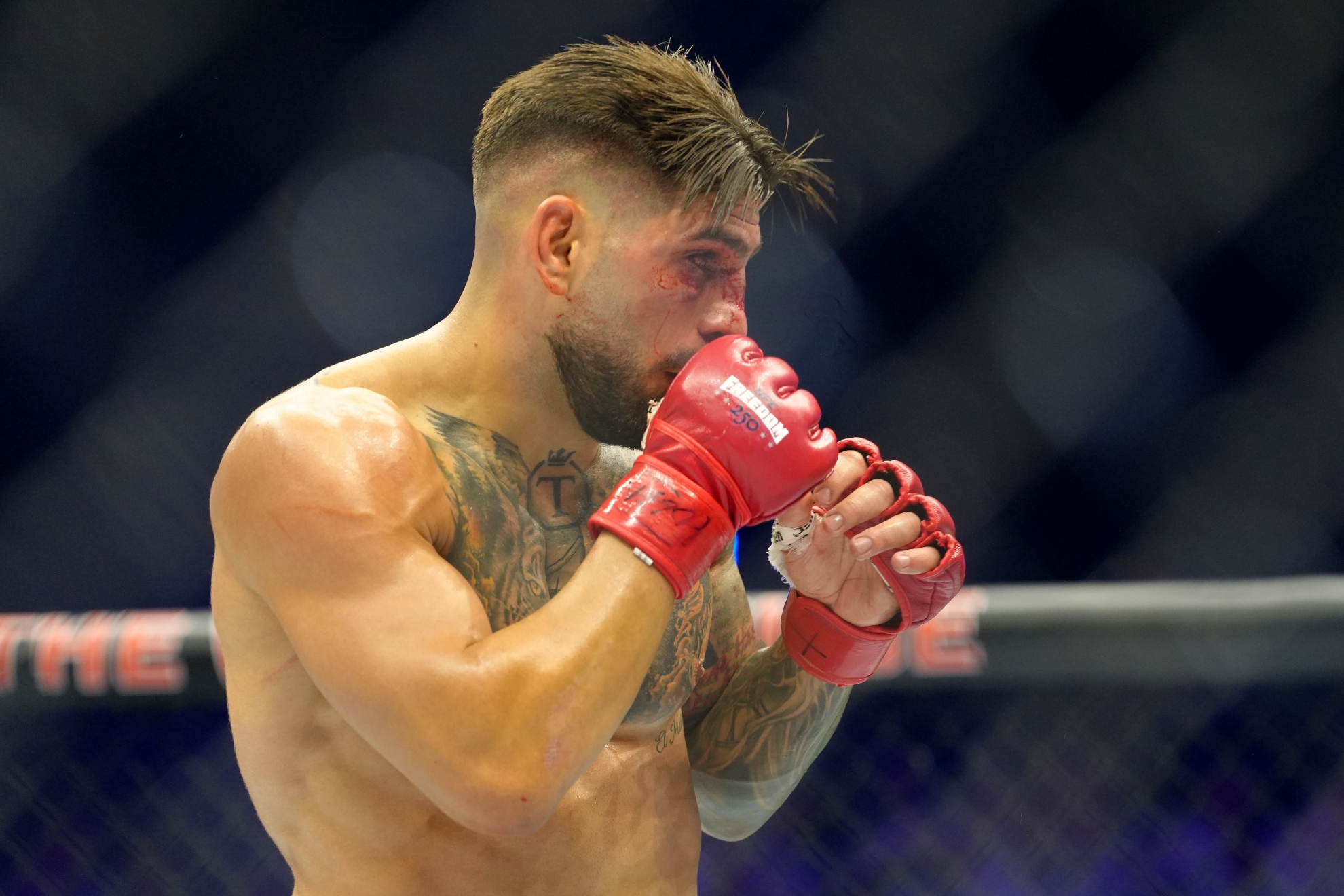 Ilia Topuria, durante el combate ante Gaethje. EFE.