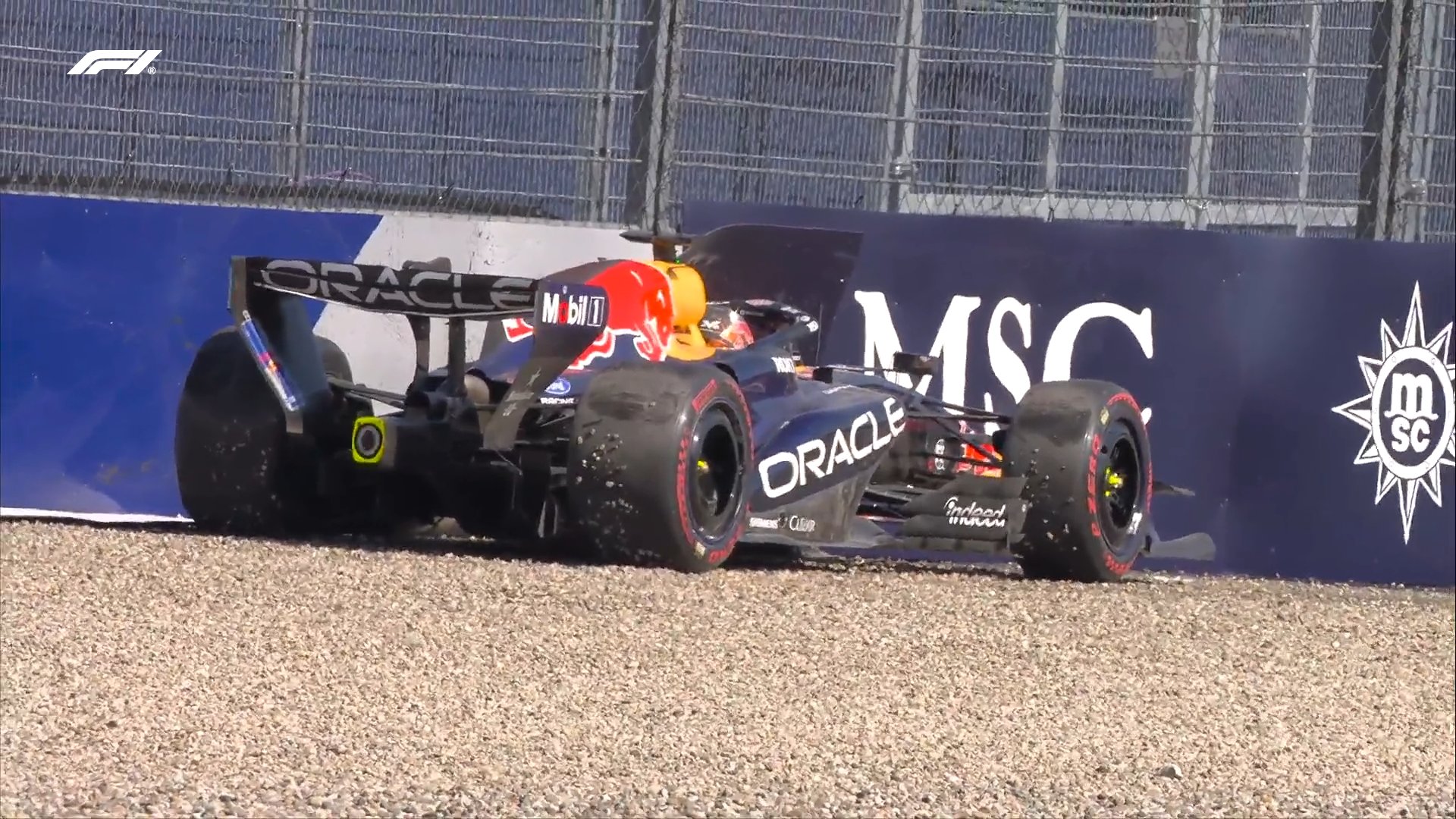 Verstappen, en el momento del accidente en la Q3 del GP de Austria. F1.com