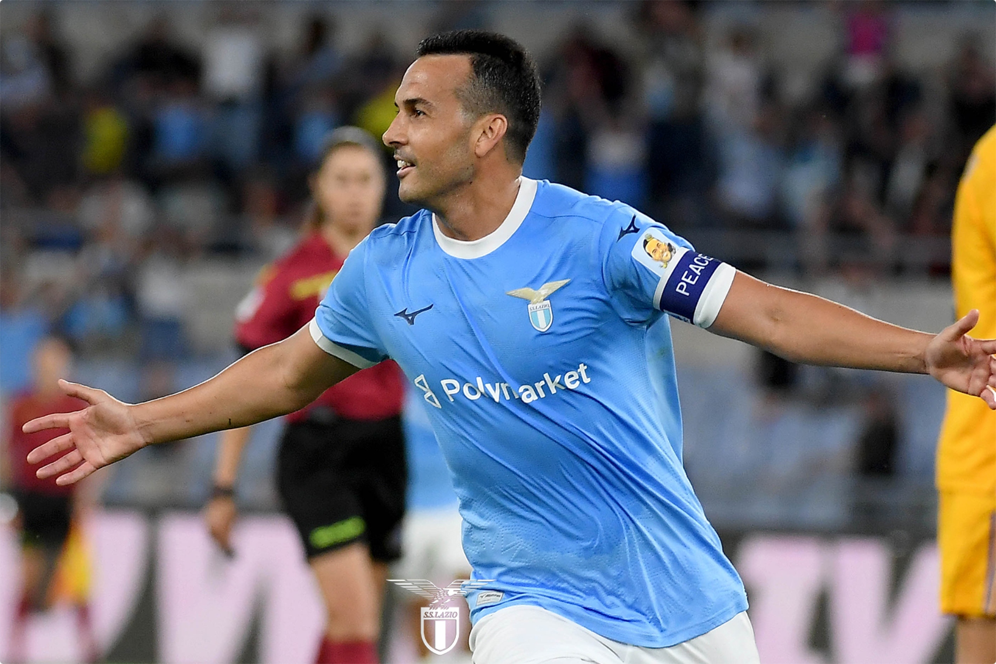 Pedro Rodríguez celebra un gol con la Lazio.