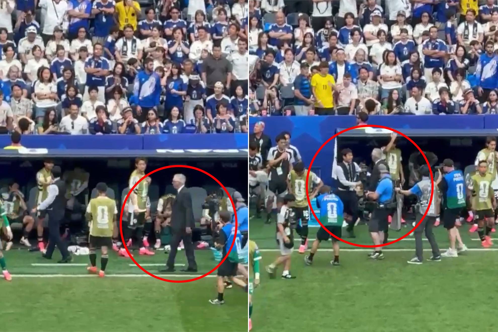 Montaje del gesto de Ancelotti tras eliminar a Japón.
