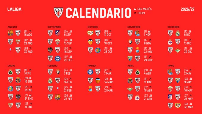 Calendario deportivo.