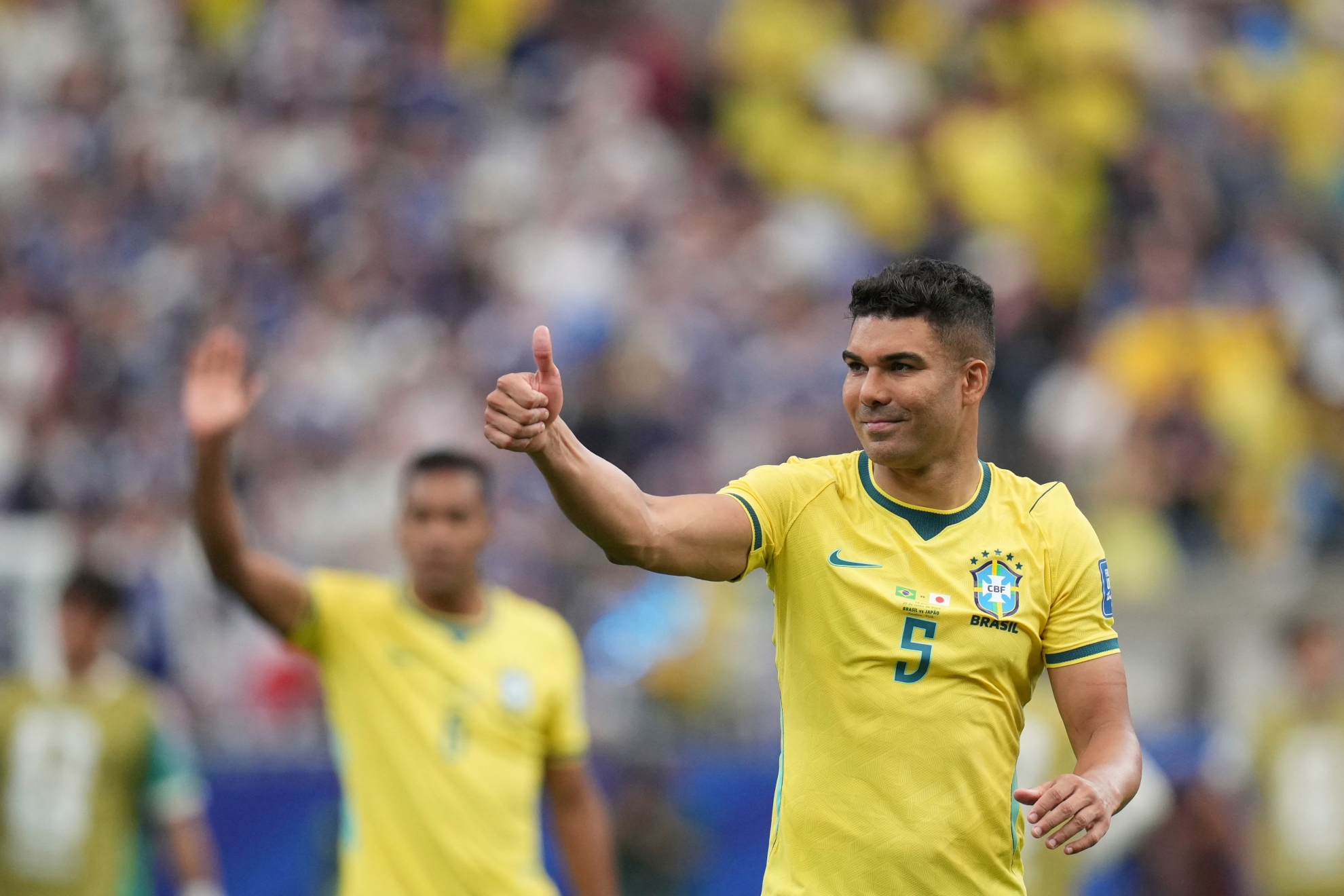 Casemiro celebra su gol ante Japón.