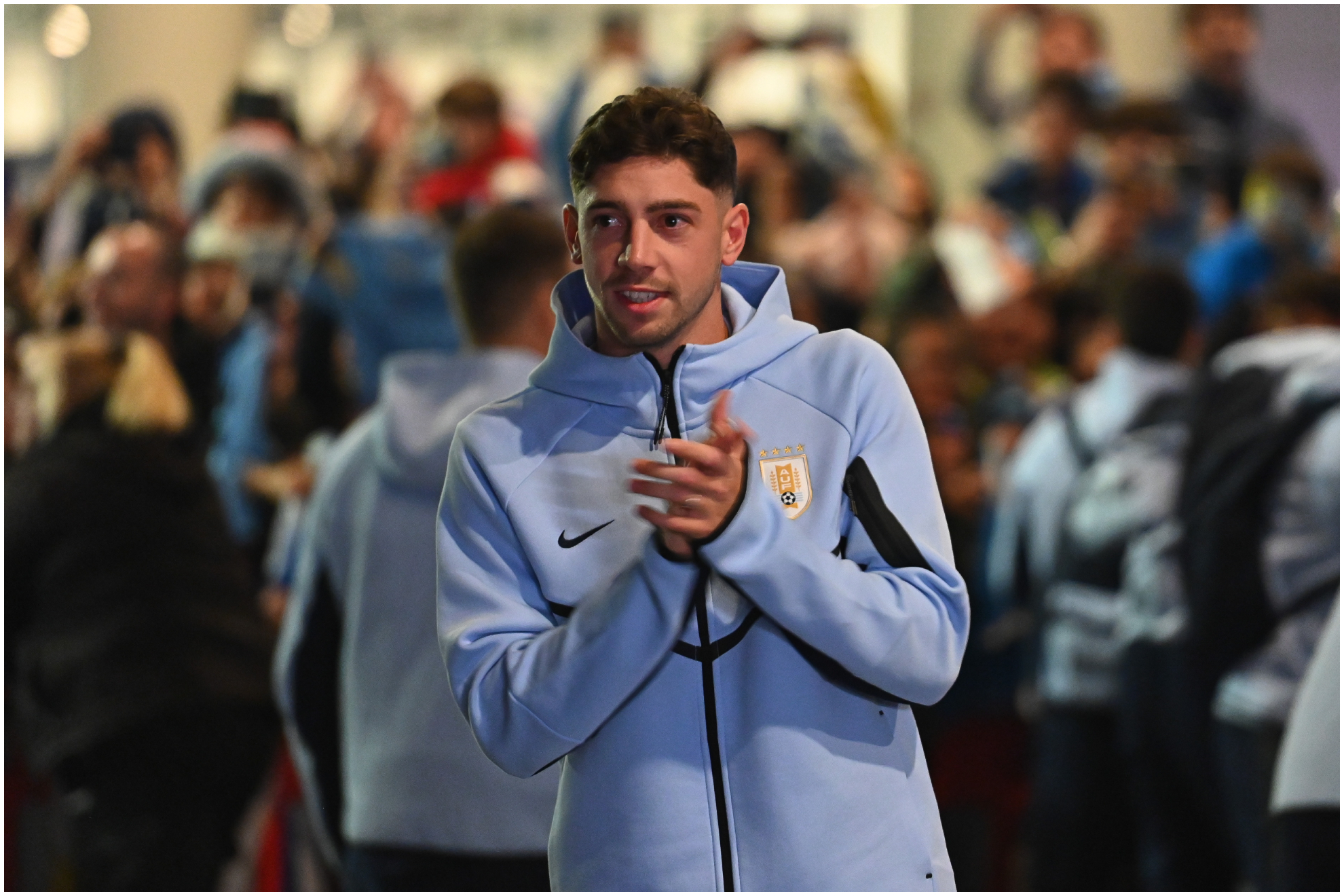 Fede, en un partido de Uruguay.