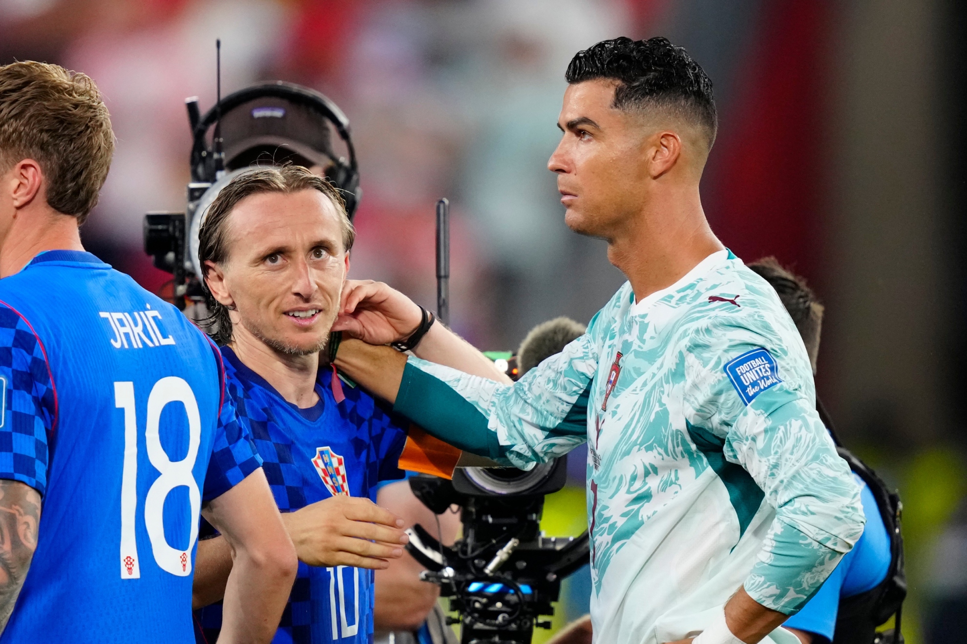 Modric y Cristiano Ronaldo, tras el partido en Toronto.