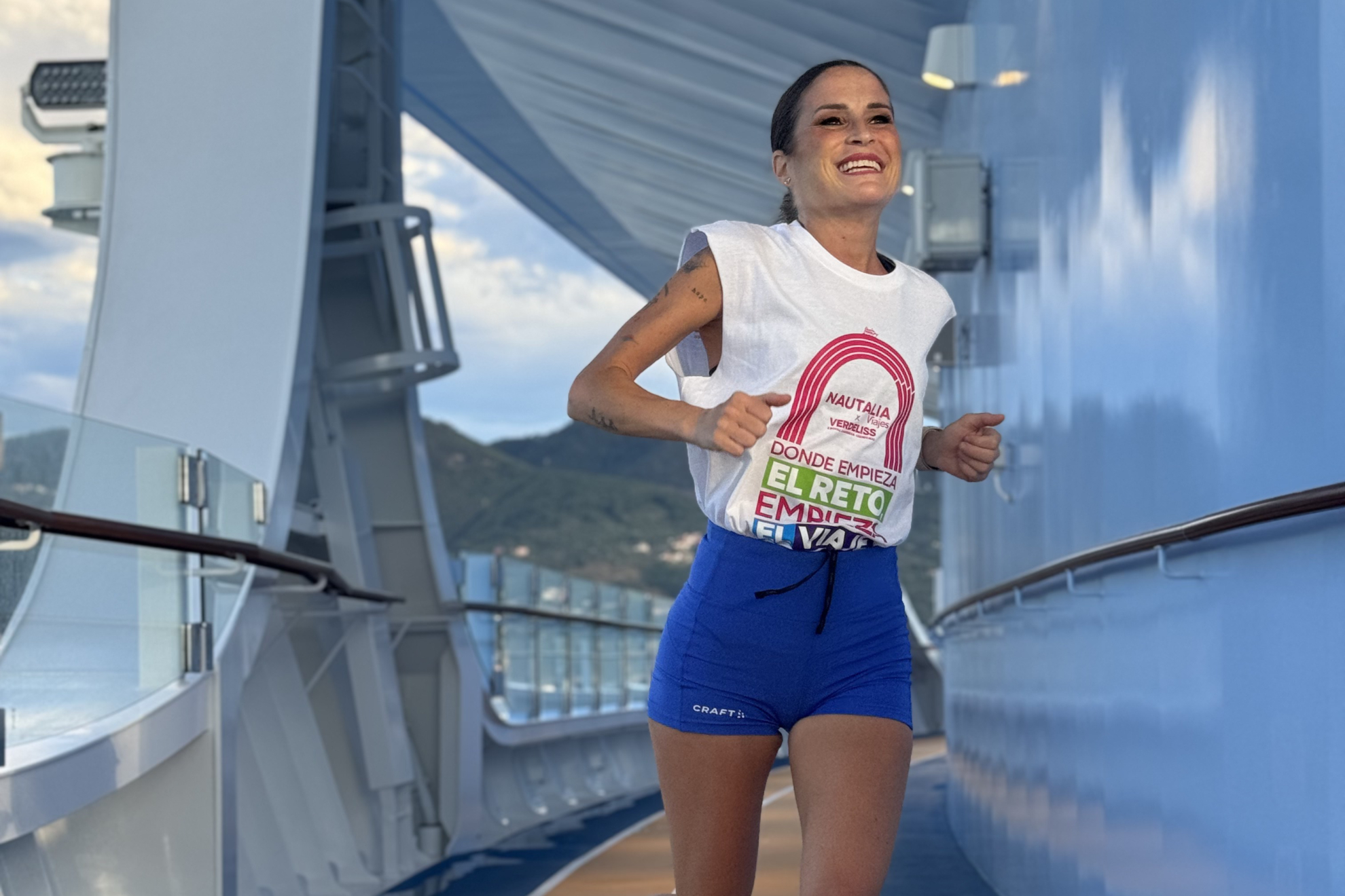 Verdeliss, durante su maratón en la cubierta del barco.