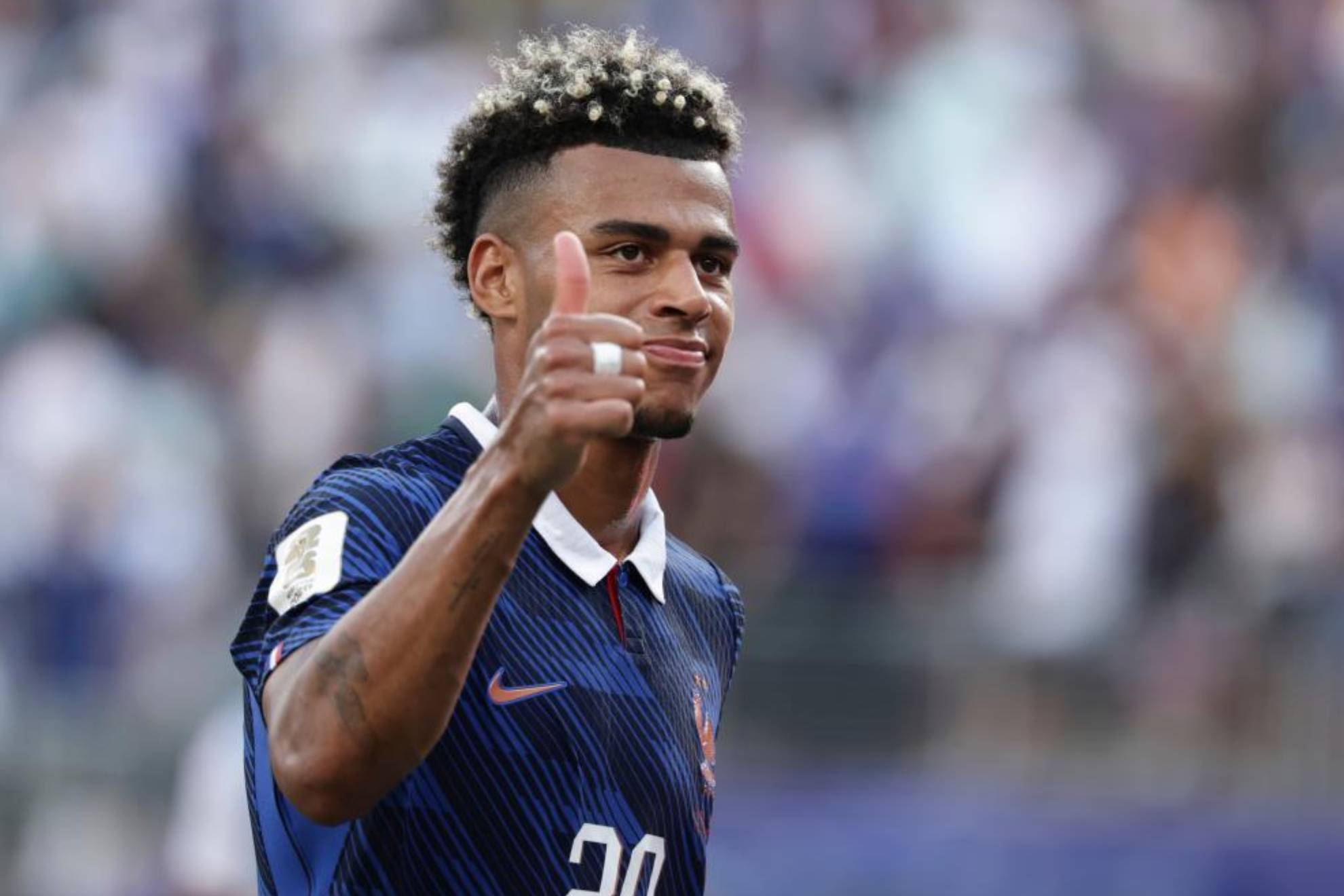 Doue, en un partido con Francia en este Mundial.