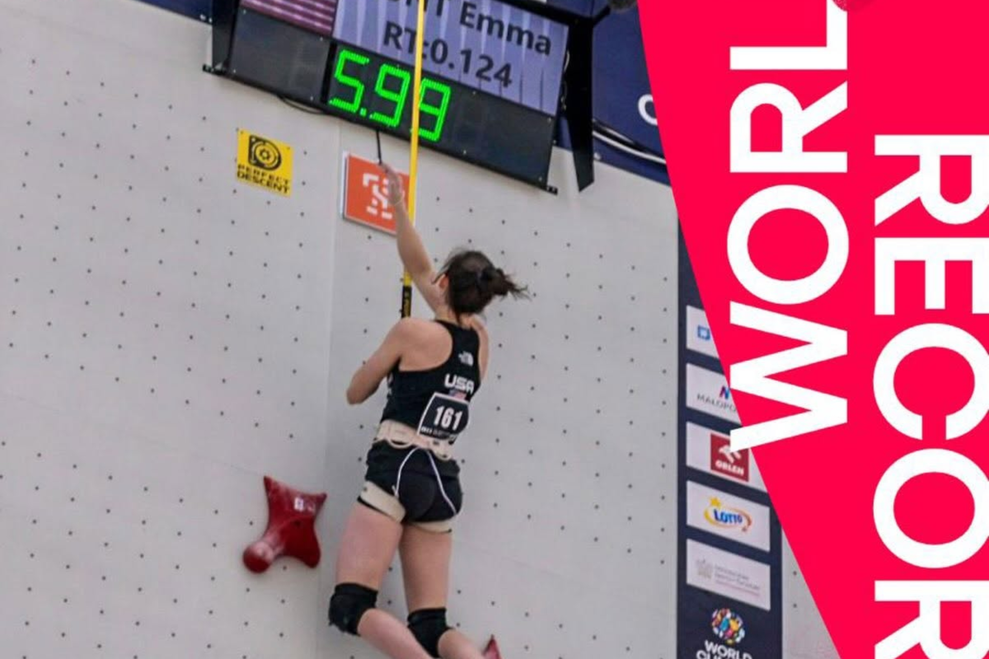 Emma Hunt, tras batir el récord del mundo.