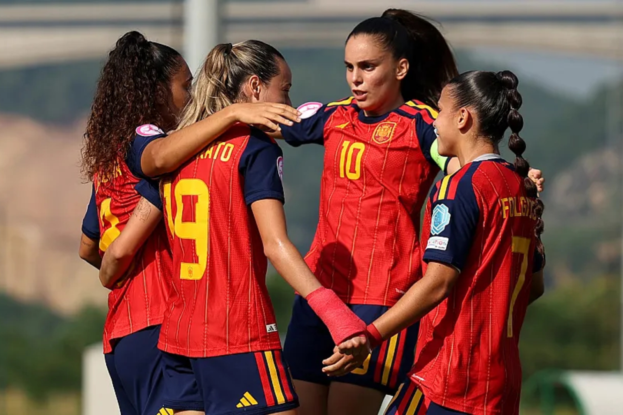 La Selección celebra la victoria ante Austria. RFEF