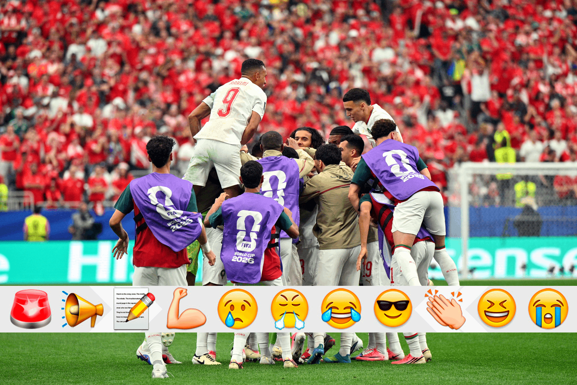 Los jugadores de Marruecos celebran el 1-0