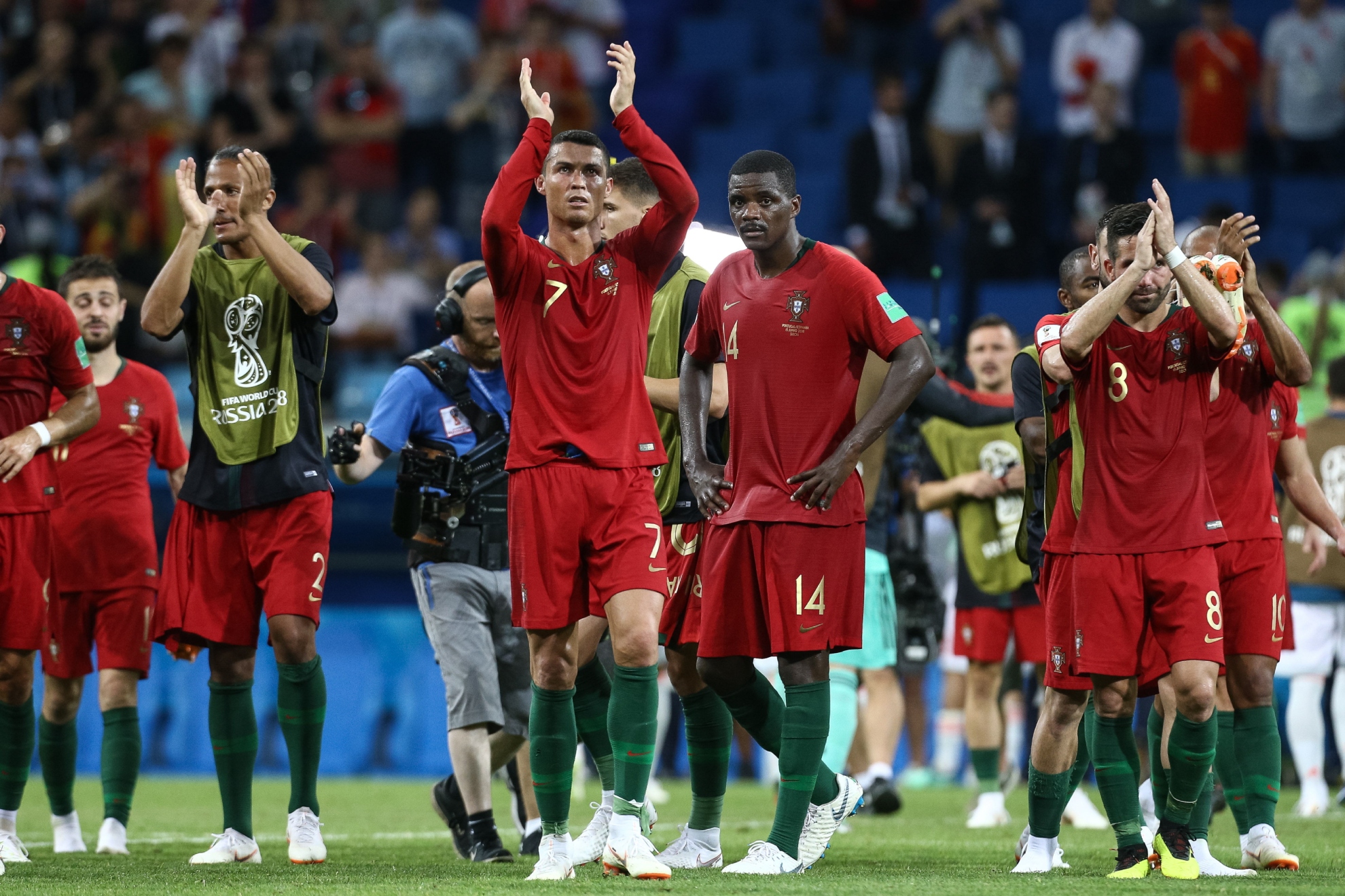 La selección de Portugal, tras el 3-3 ante España.