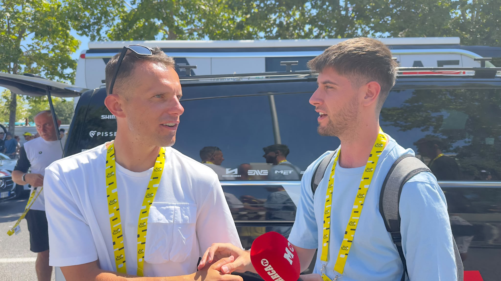 Rafal Majka, con el periodista de MARCA.