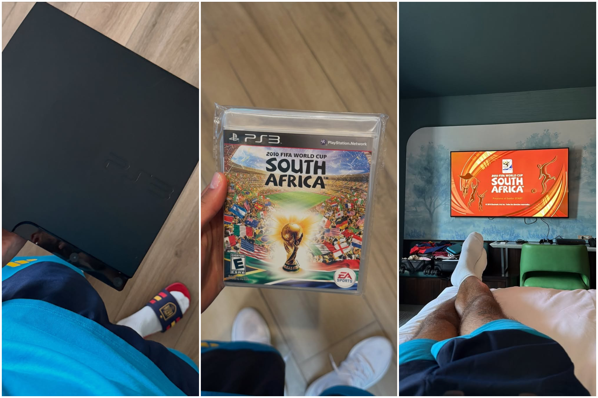Borja Iglesias jugando al FIFA World Cup 2010.