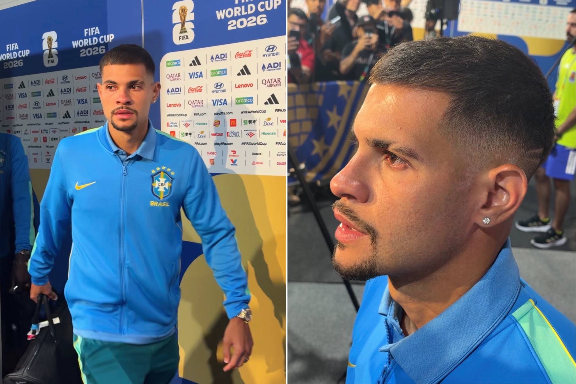 Bruno Guimaraes atiende a MARCA en zona mixta.