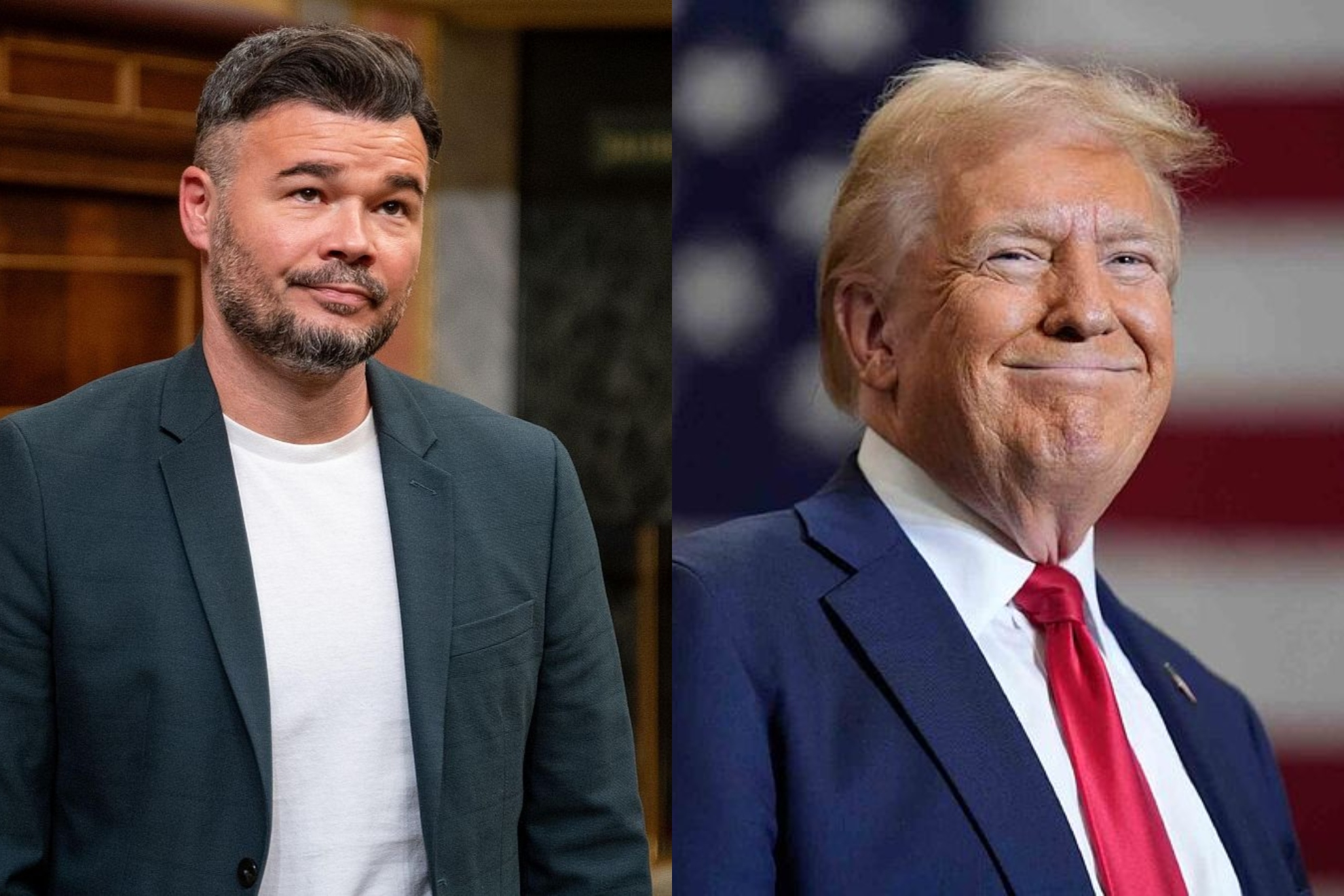 Gabriel Rufián y Donald Trump.