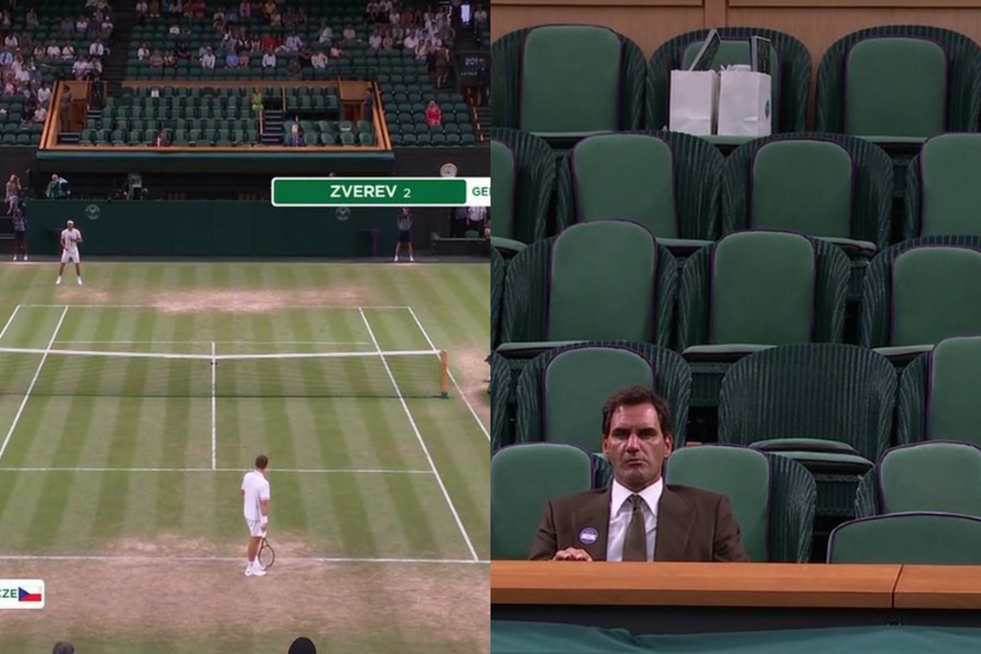 Federer mira solo el partido de Zverev y Lehecka.