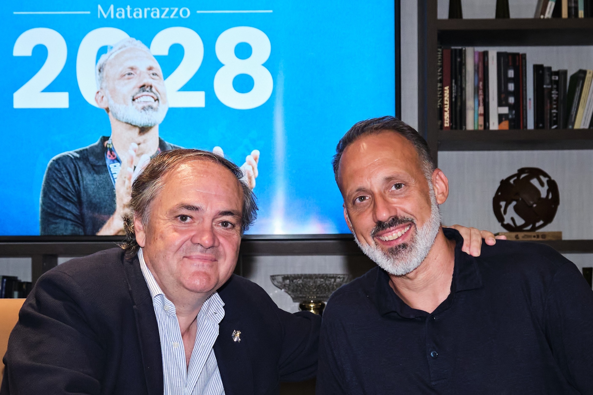 Aperribay y Matarazzo, tras la firma de la renovación del técnico hasta 2028.