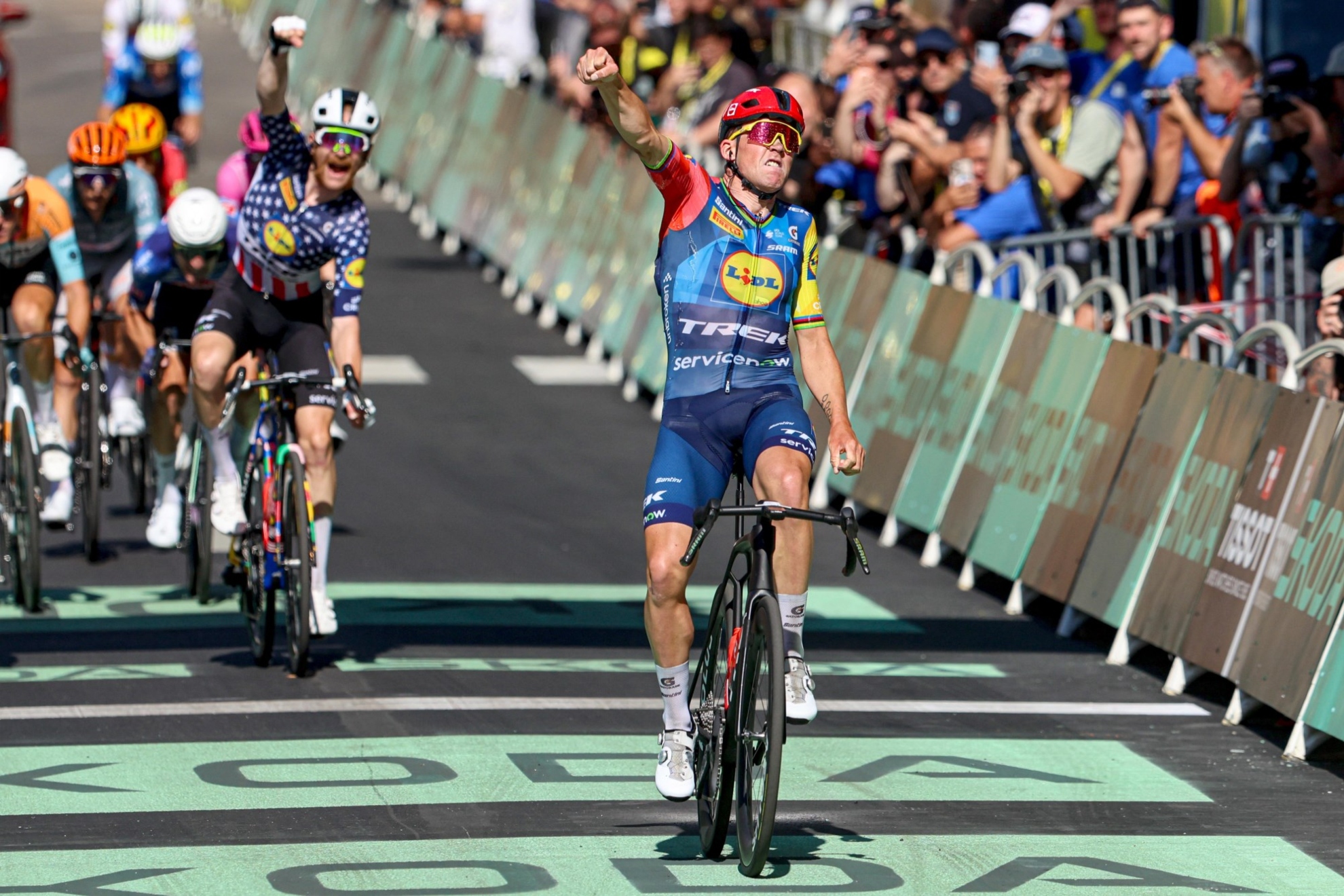 Pedersen, celebrando la victoria.