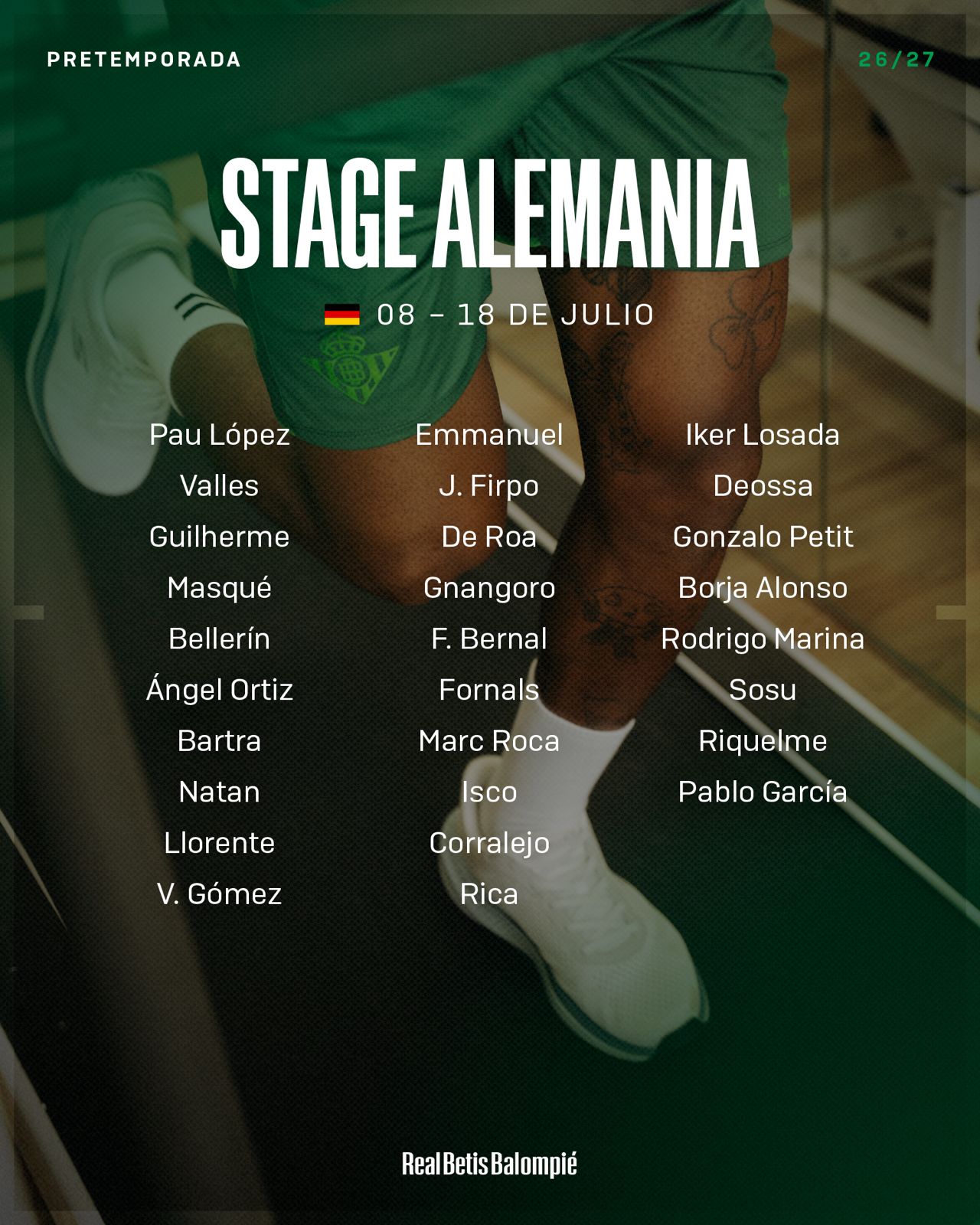 Convocatoria del Betis para el