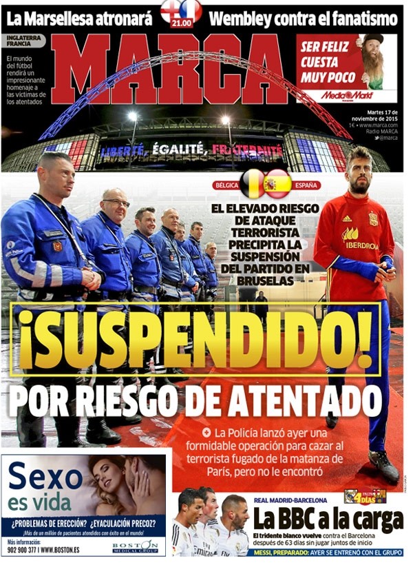 La portada del MARCA del 17 de noviembre de 2015.
