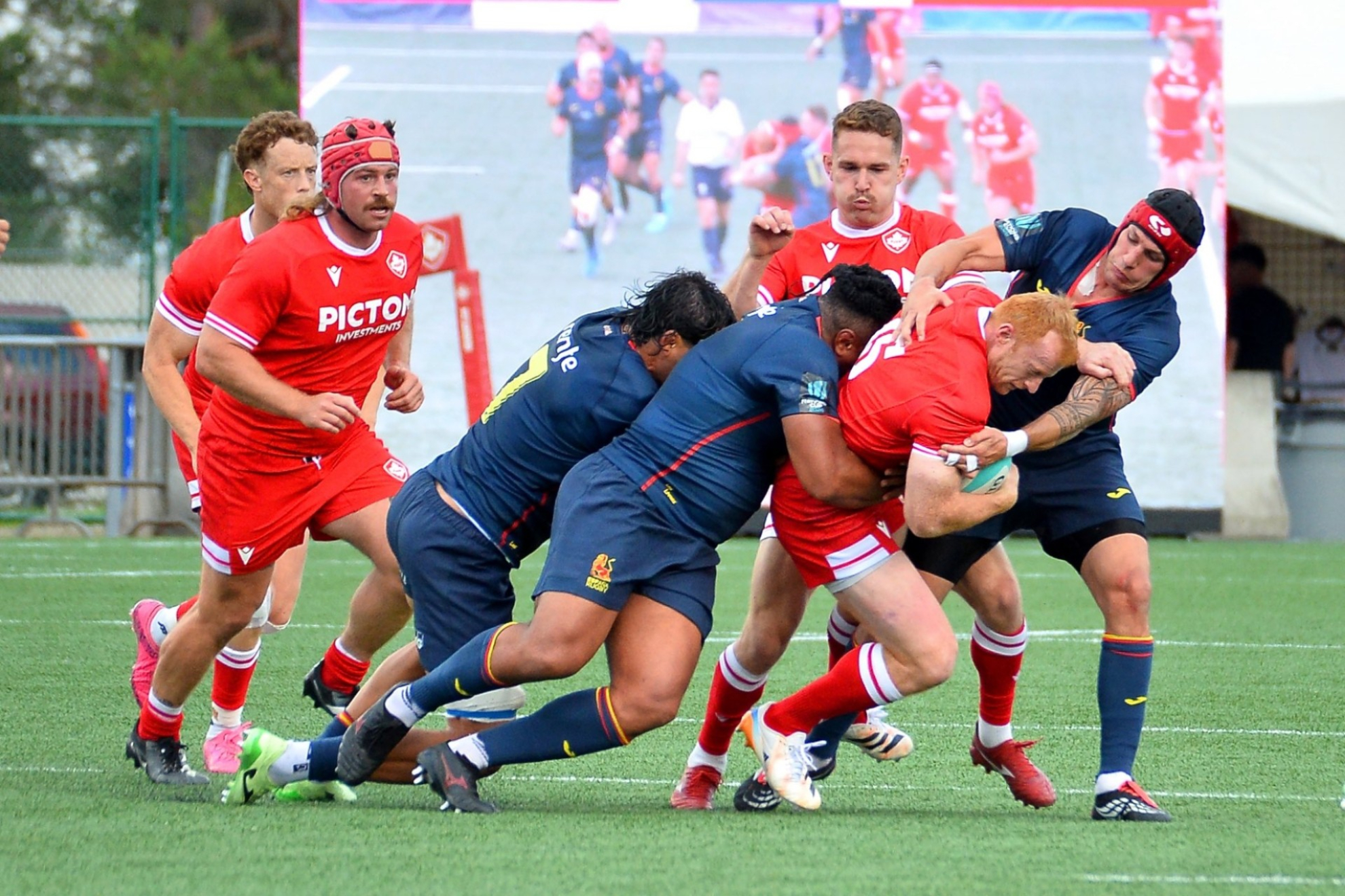 Una jugada del partido de España contra Canadá. World Rugby