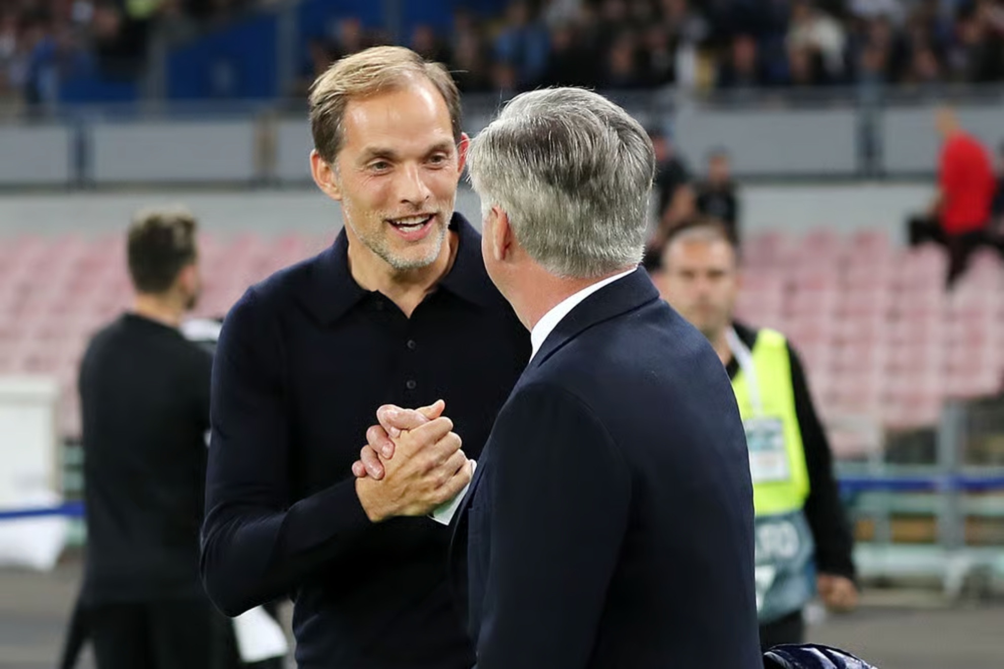 Tuchel y Ancelotti, en un partido.