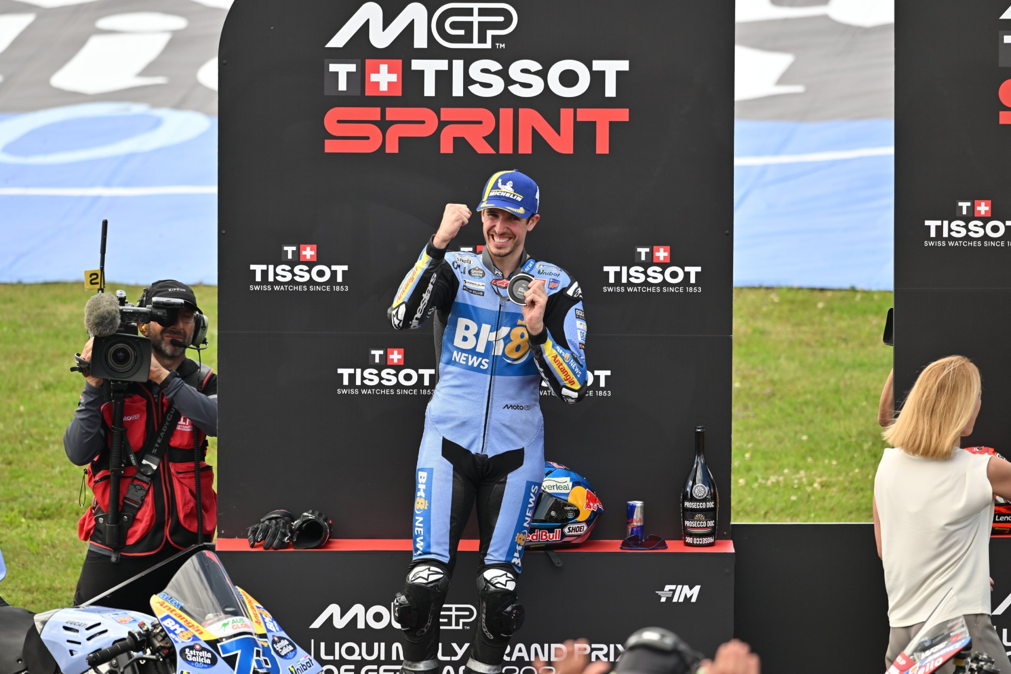 Álex Márquez, en el podio del Sprint de Sachsenring. MICHELIN