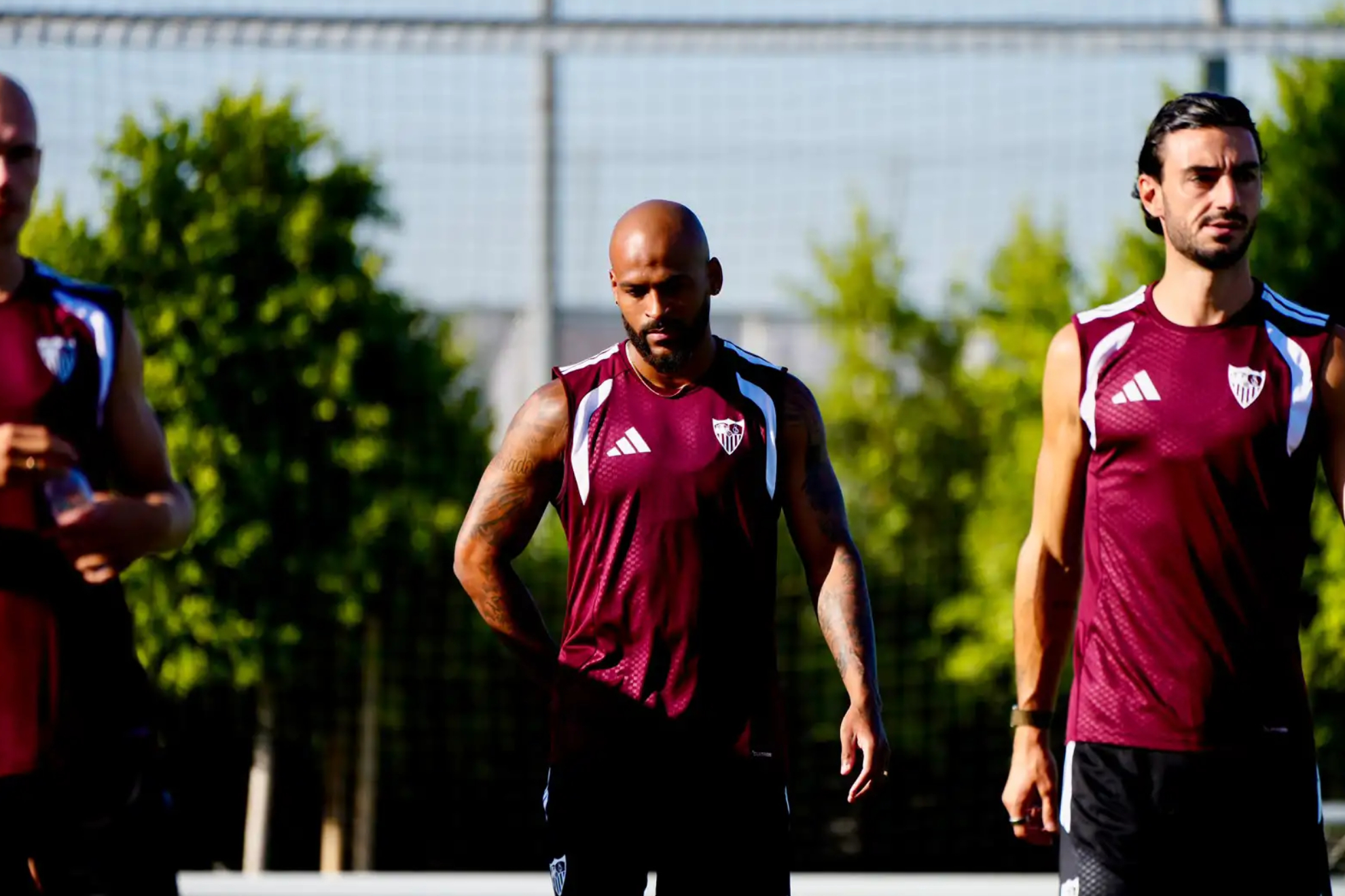 Marcao y Juan Iglesias, en un entrenamiento en la ciudad deportiva SEVILLA FC