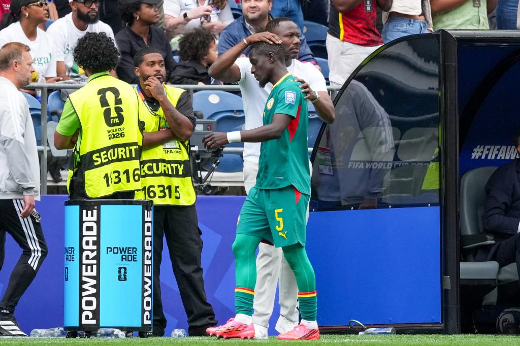 Pape Thiaw, junto a Idrissa Gana Gueye en el encuentro ante Bélgica.