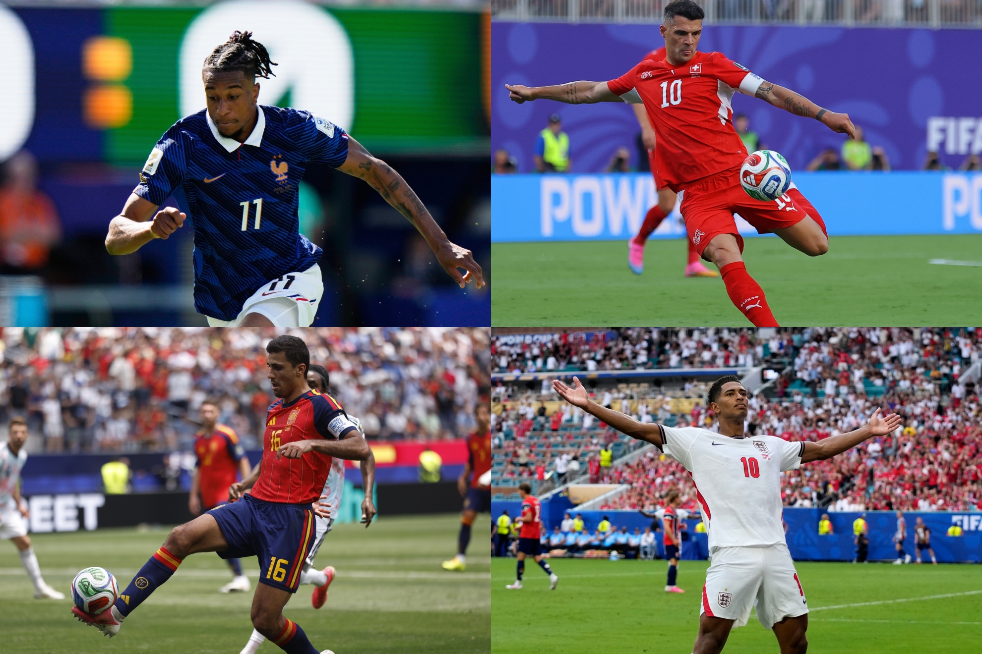 Michael Olise, Granit Xhaka, Rodri Hernández y Jude Bellingham