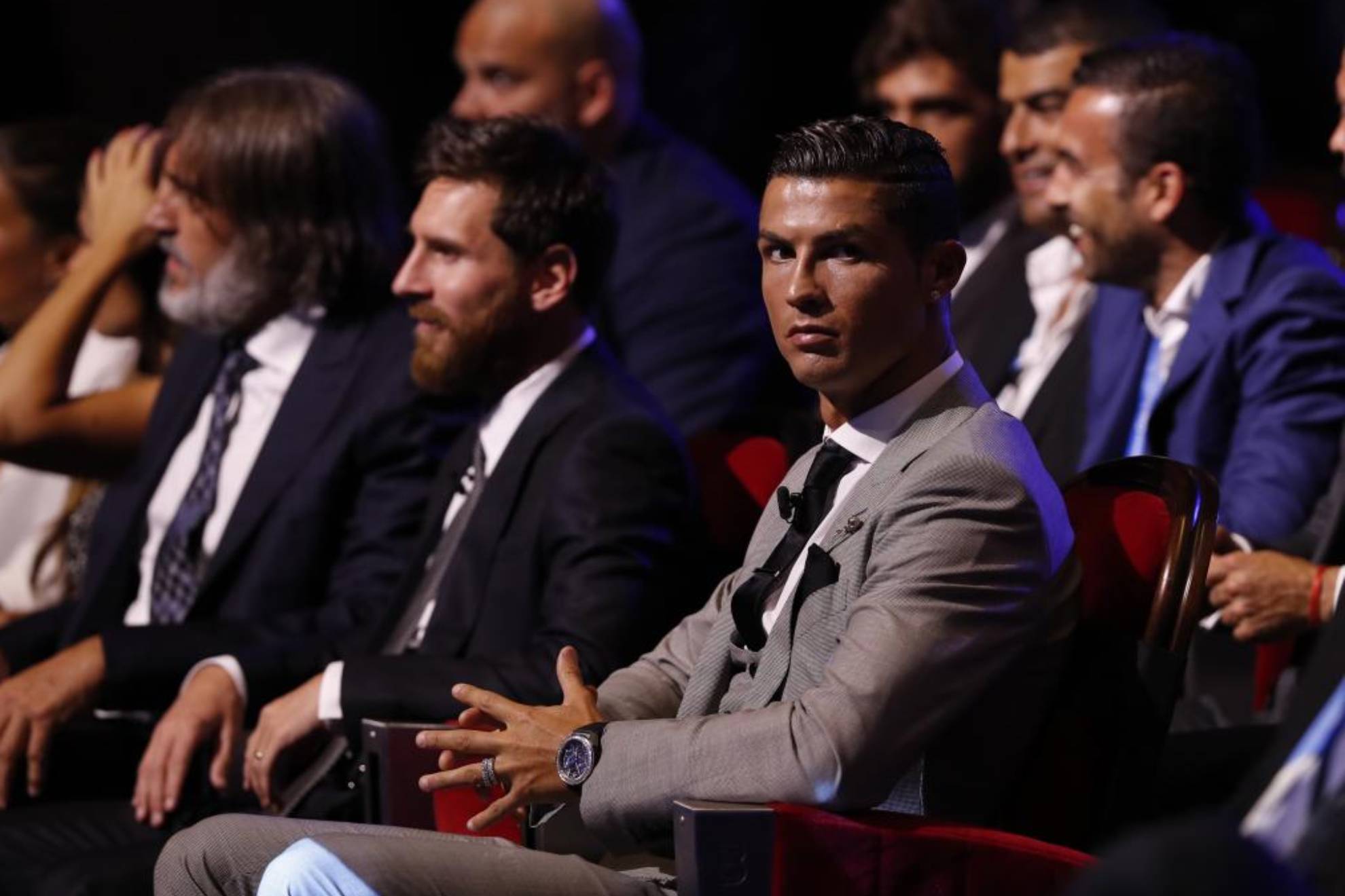 Messi y Cristiano Ronaldo, en una gala de la Liga de Campeones.