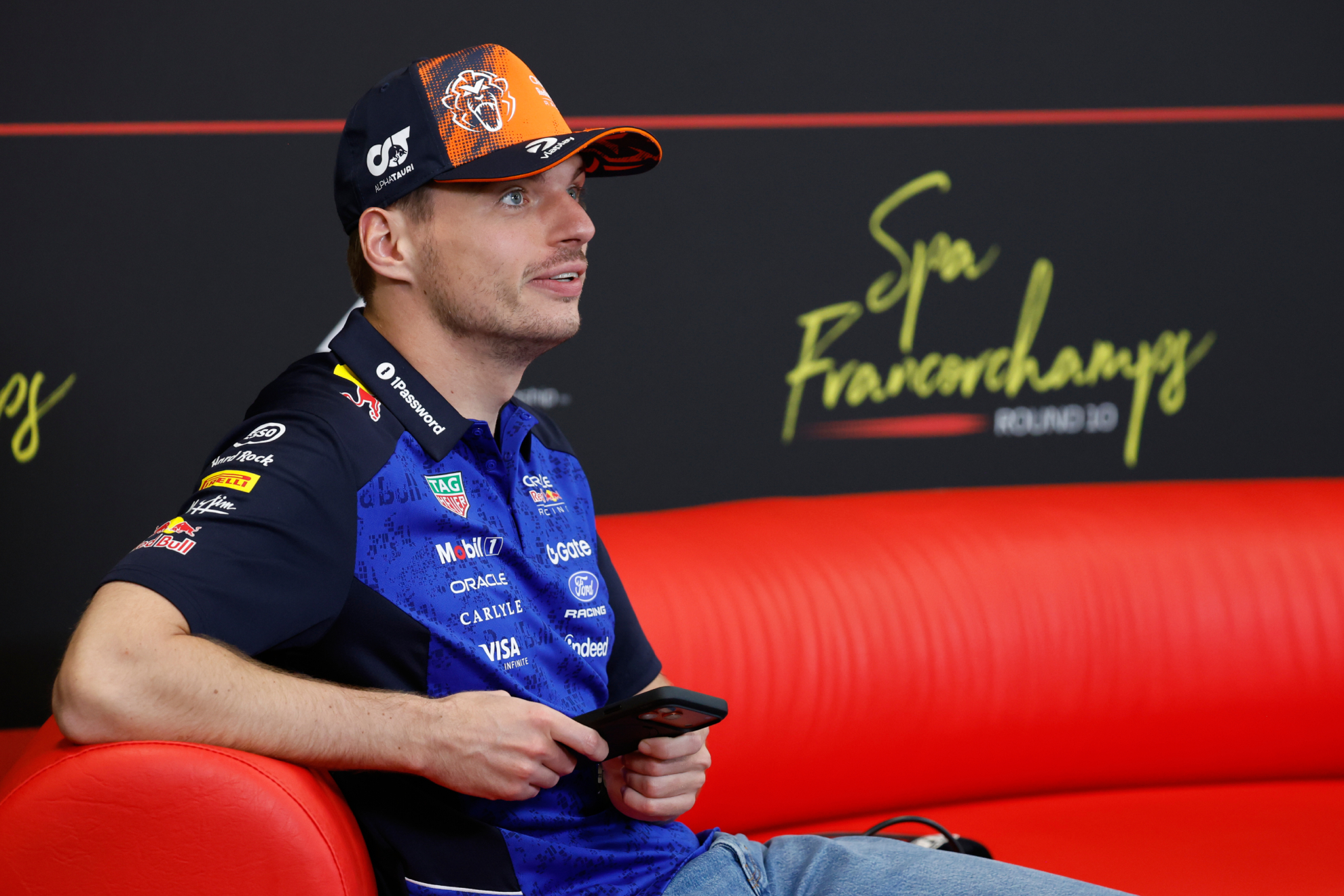 Max Verstappen, durante la rueda prensa del GP de Bélgica de F1. AP Photo/Geert Vanden Wijngaert