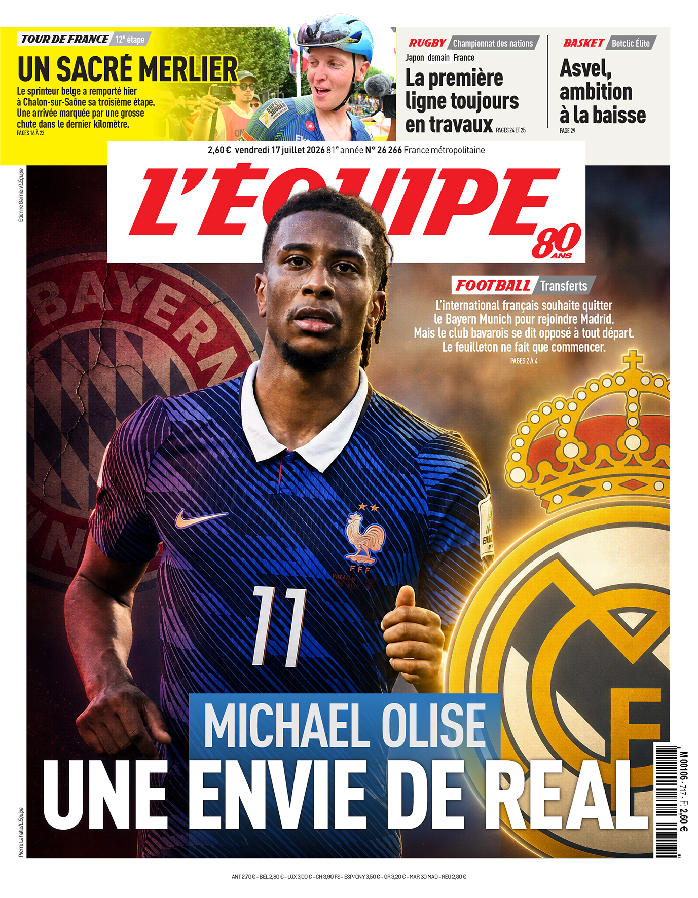 La portada de L'Équipe de este viernes.