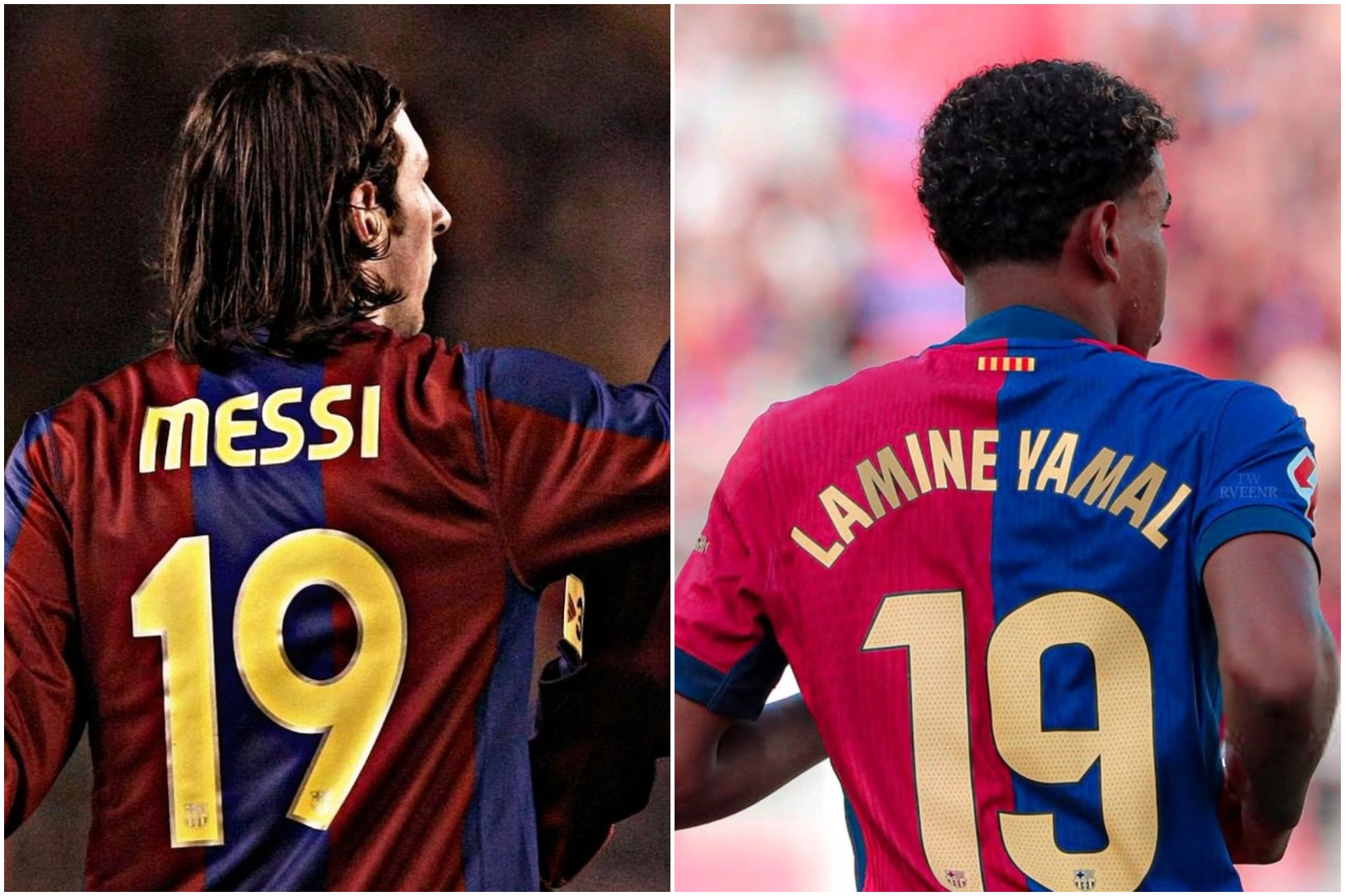 Messi y Lamine jugando en el Barça con el 19.