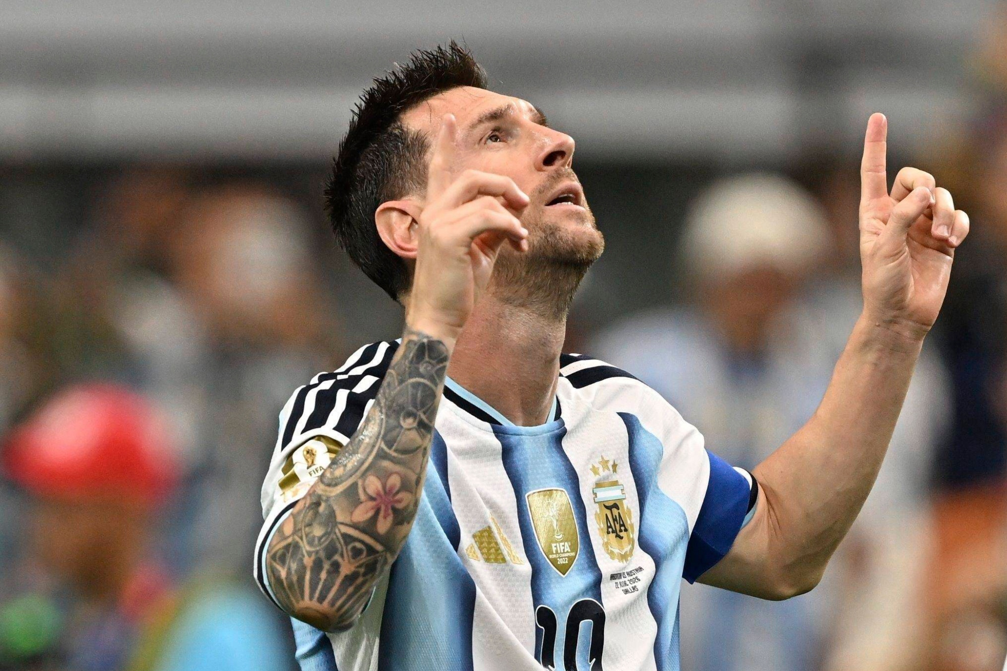 Leo Messi, celebrando un gol con Argentina durante el Mundial