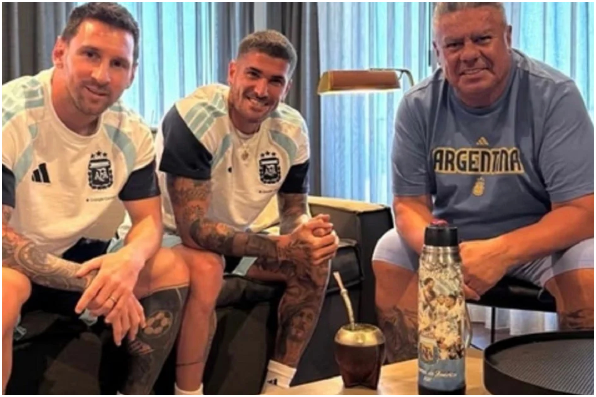 Messi, De Paul y Chiqui.