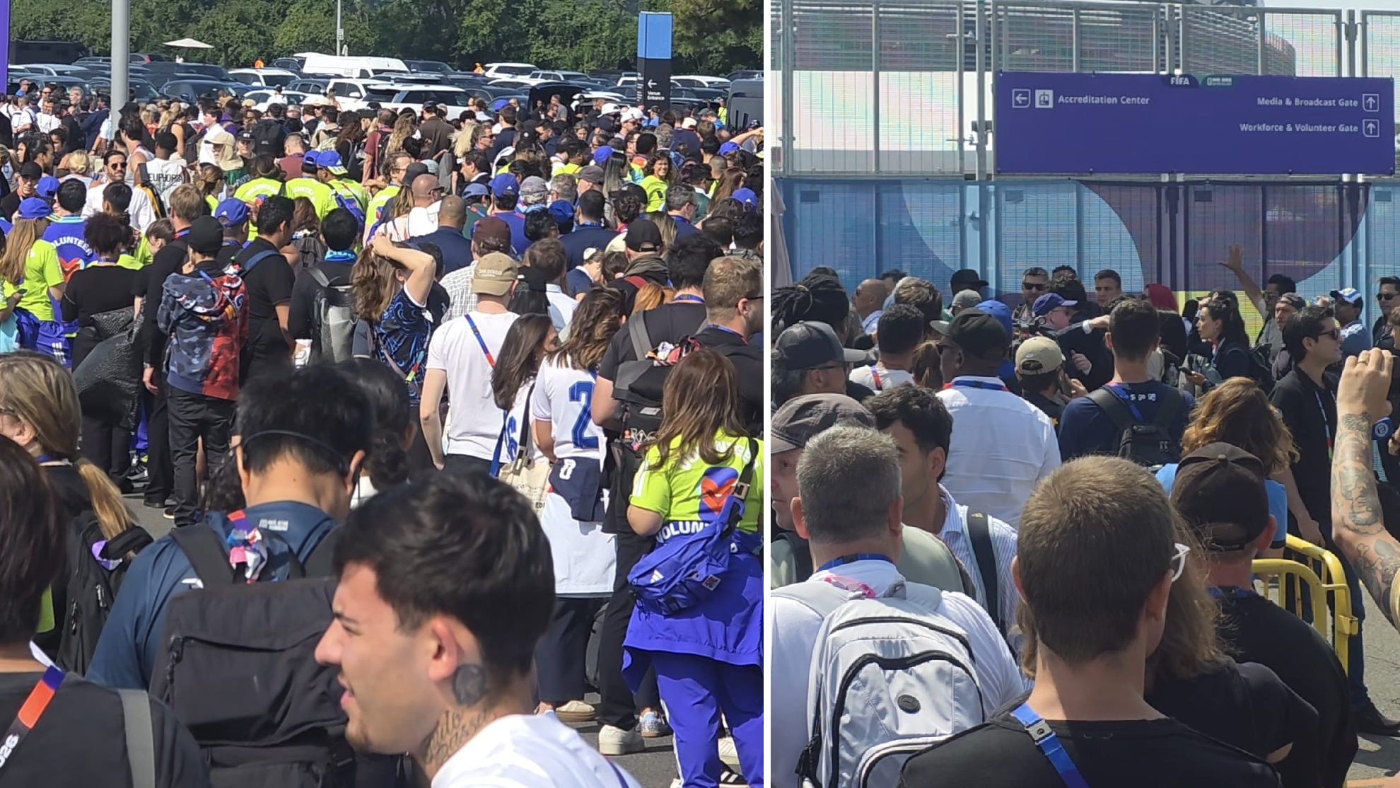 Largas colas en los accesos al estadio.