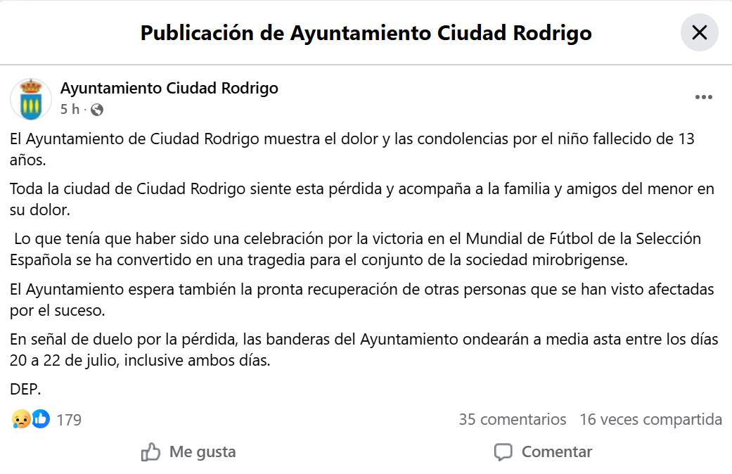 Comunicado oficial del Ayuntamiento de Ciudad Rodrigo