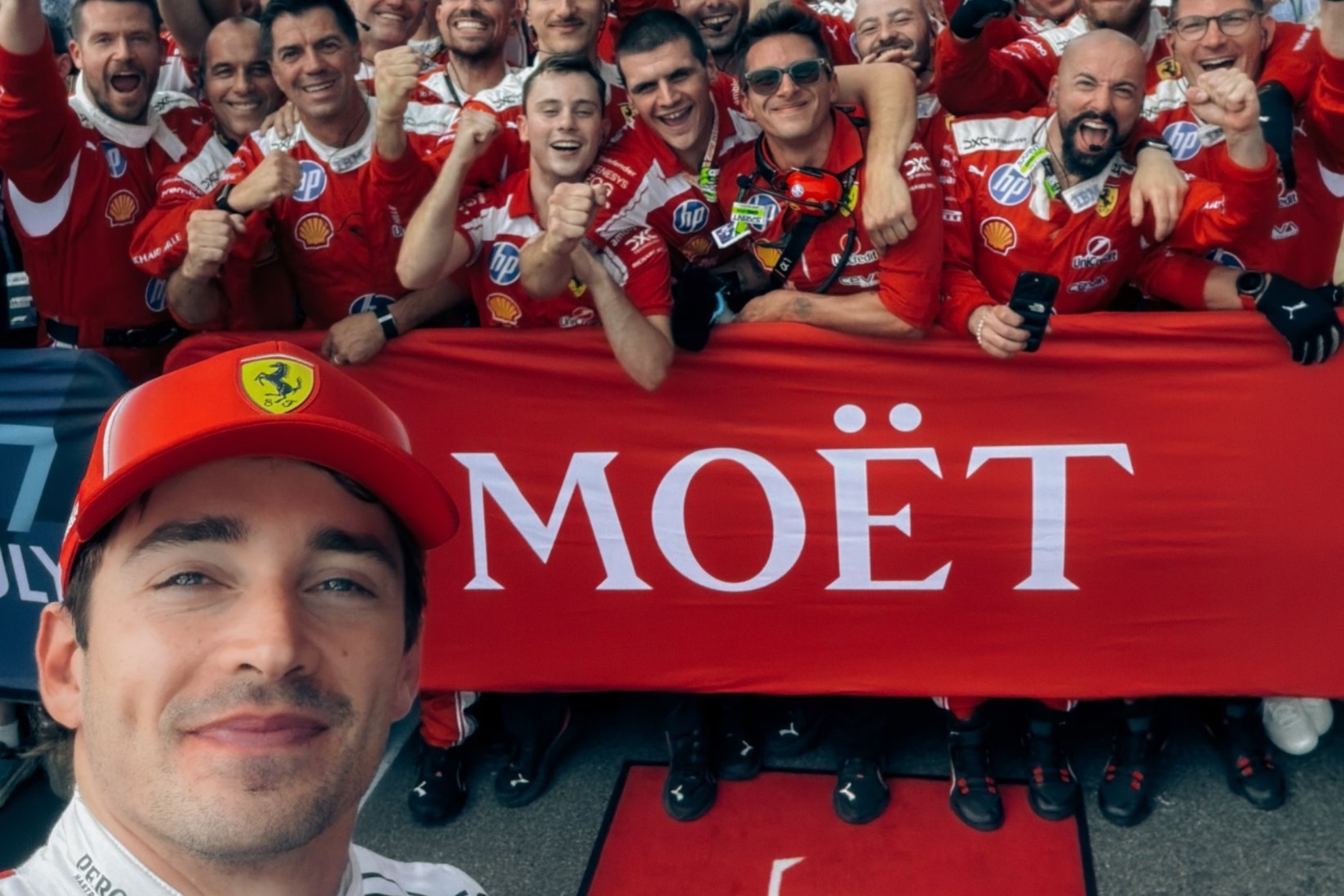 Leclerc celebra su segundo puesto en Spa