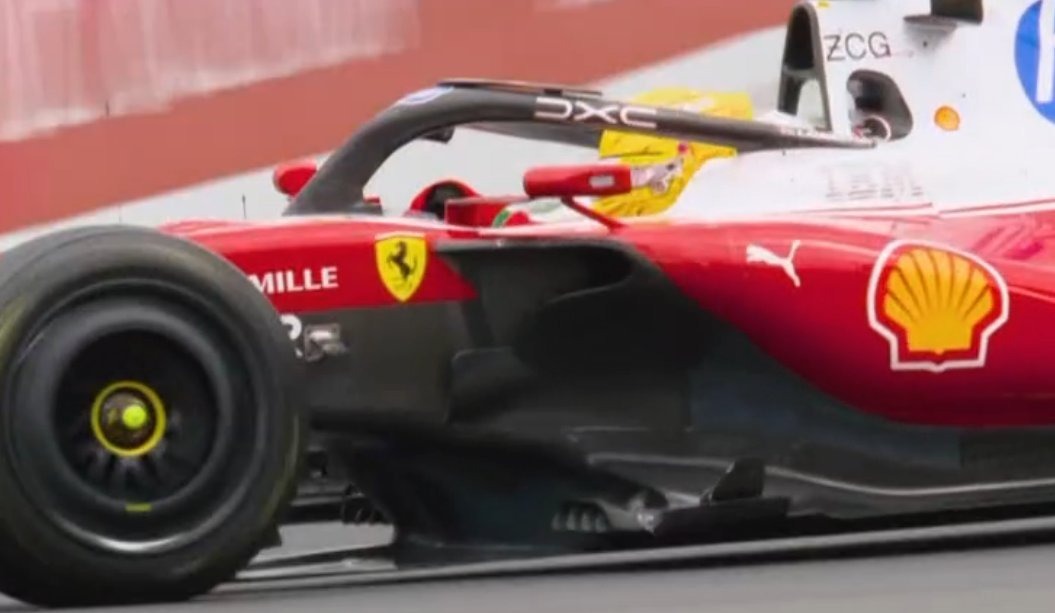 Así lucía el equipo Ferrari de Hamilton después de su colisión con Russell en Les Combes.