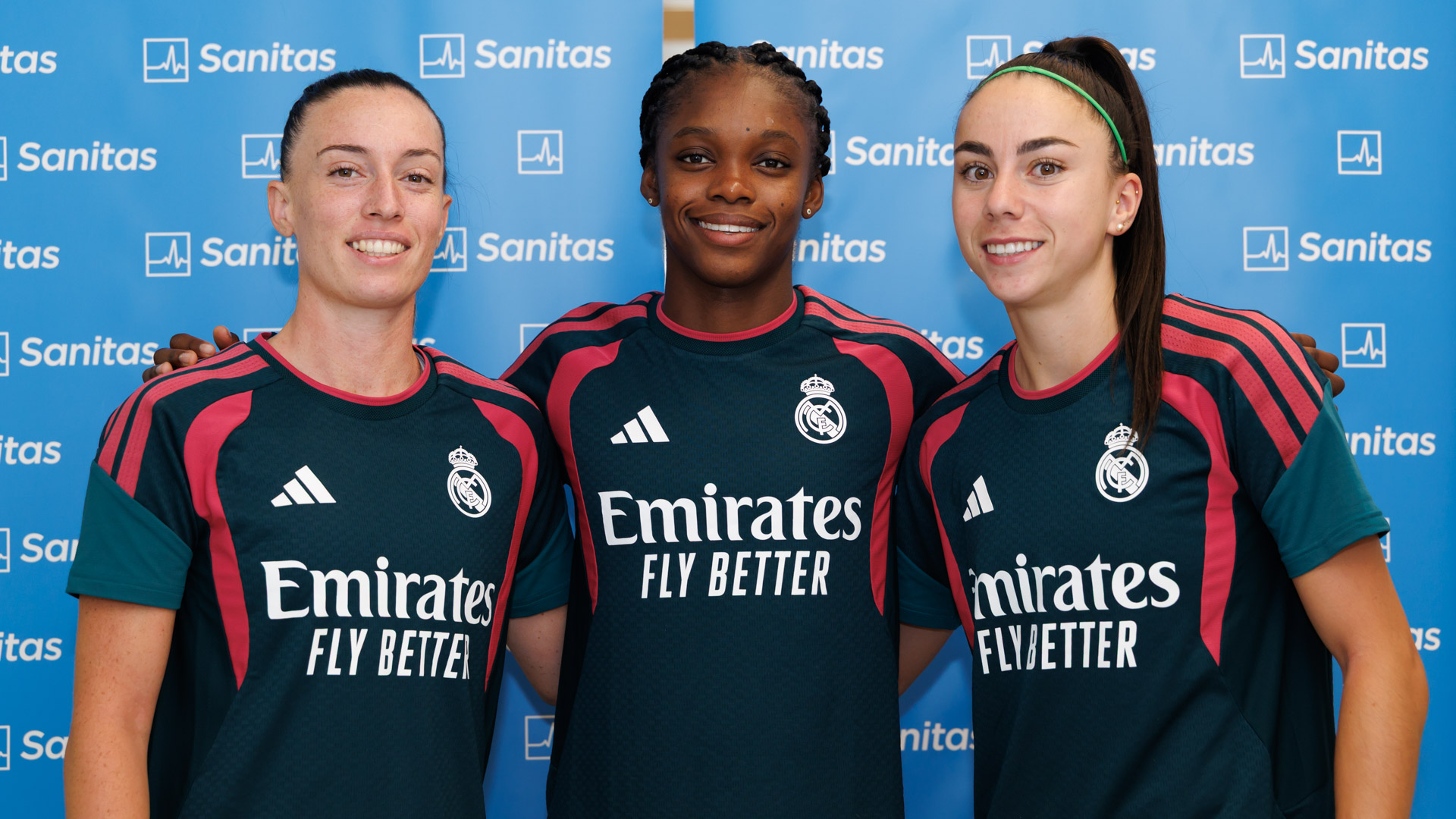 Eva Navarro, Linda Caicedo and Athenea del Castillo after passing the medical examinations