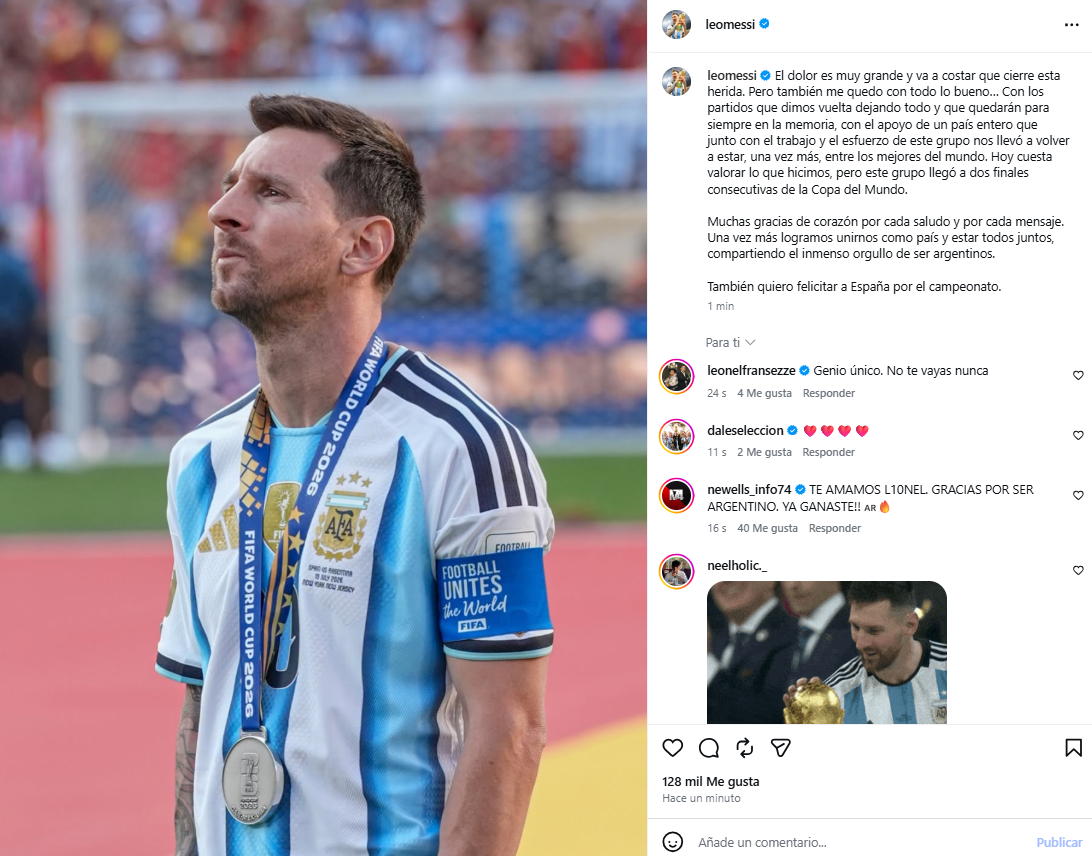 El 'post' de Leo Messi.