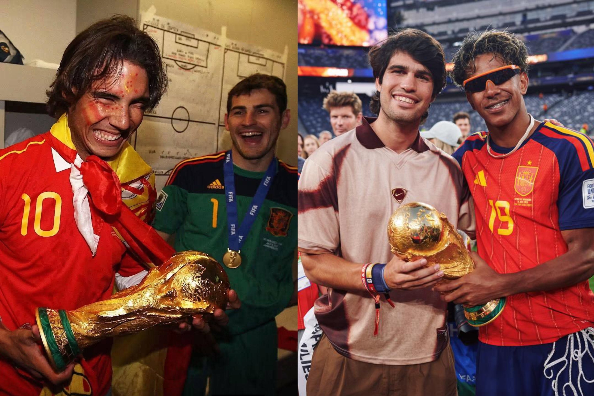 Nadal junto a Casillas y Alcaraz junto a Yamal.