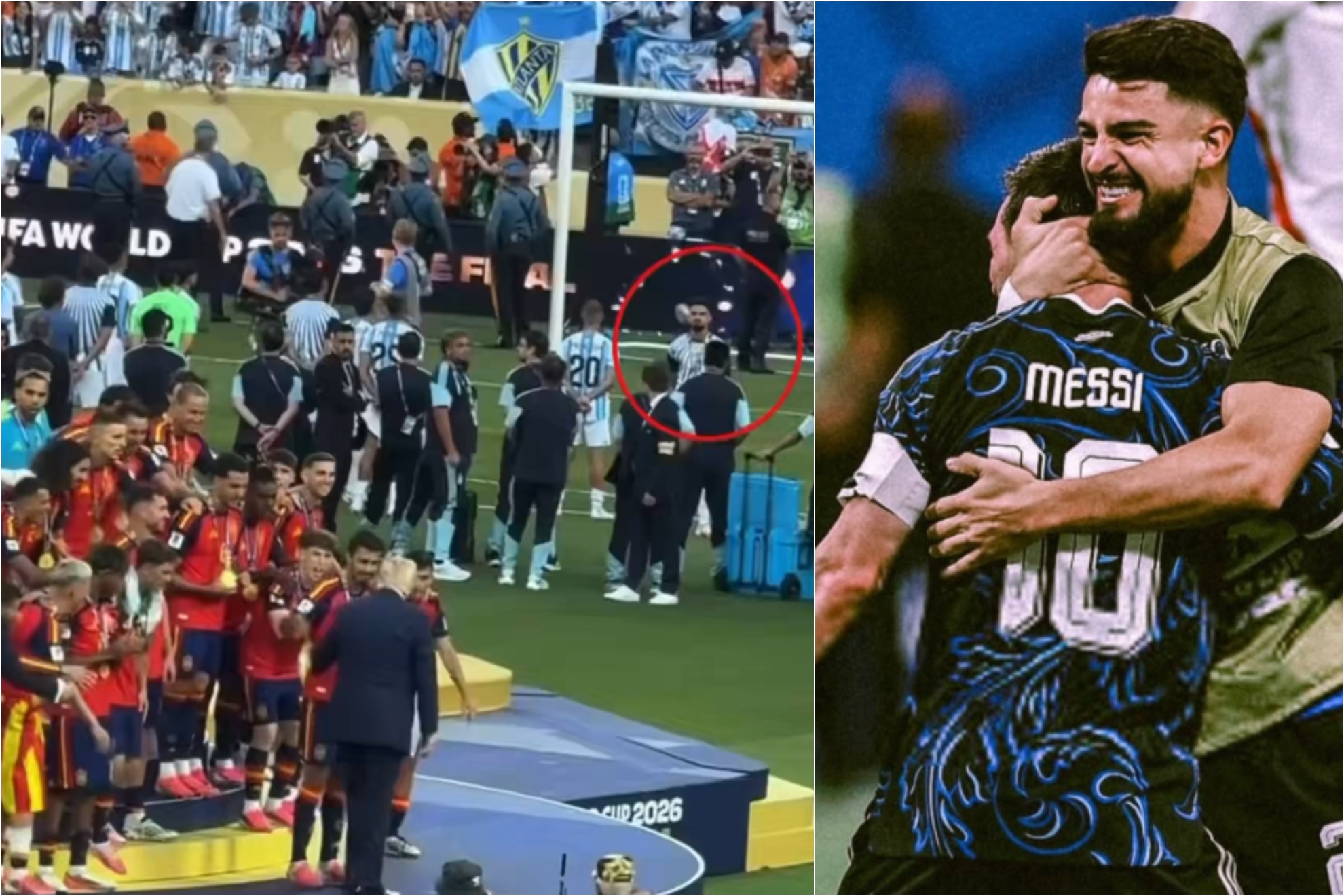 El 'Flaco' López fue el único futbolista que no le dio la espalda a la celebración de España