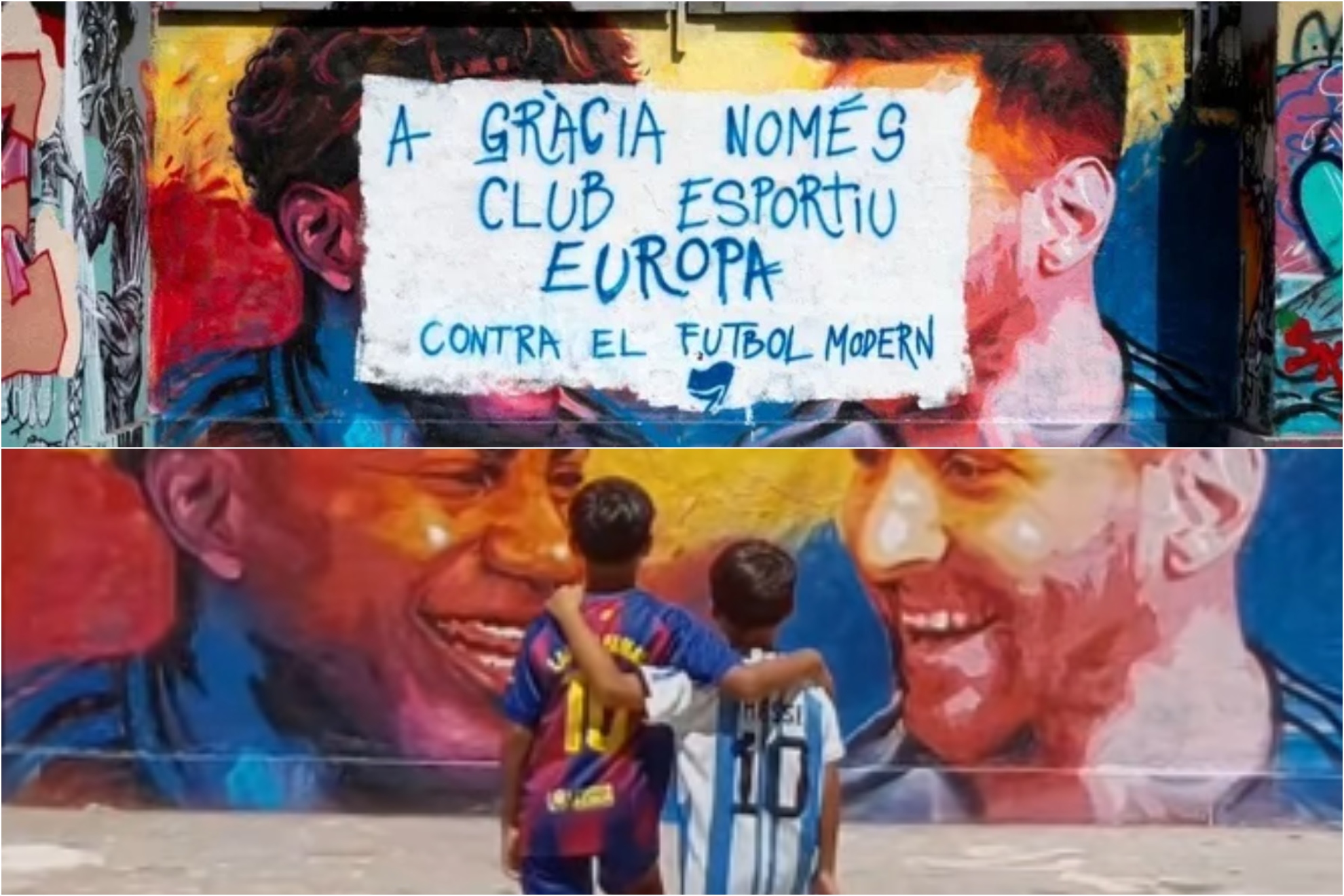 Vandalización del mural de messi y Lamine