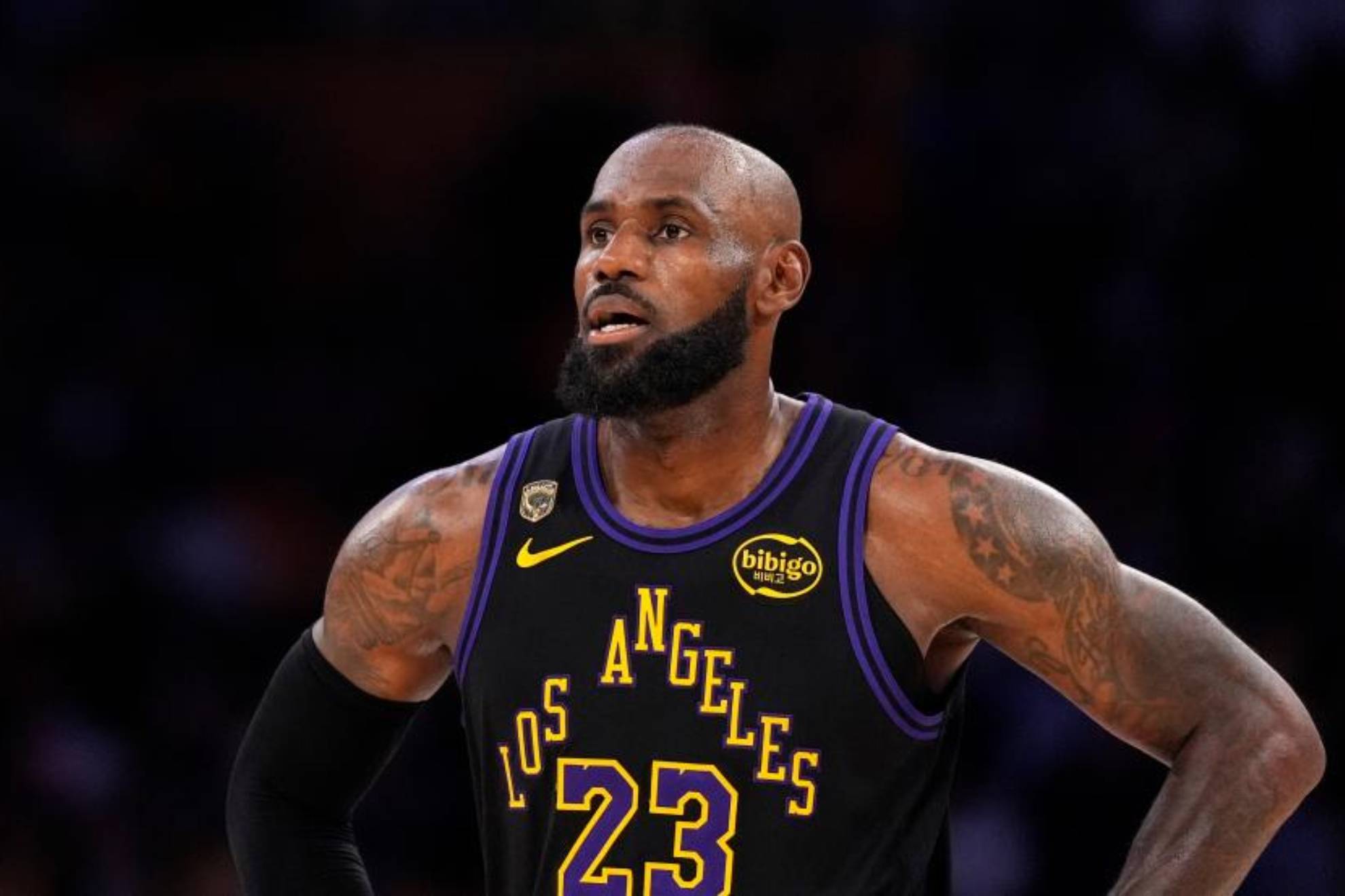 LeBron James, in a game with the Lakers.
